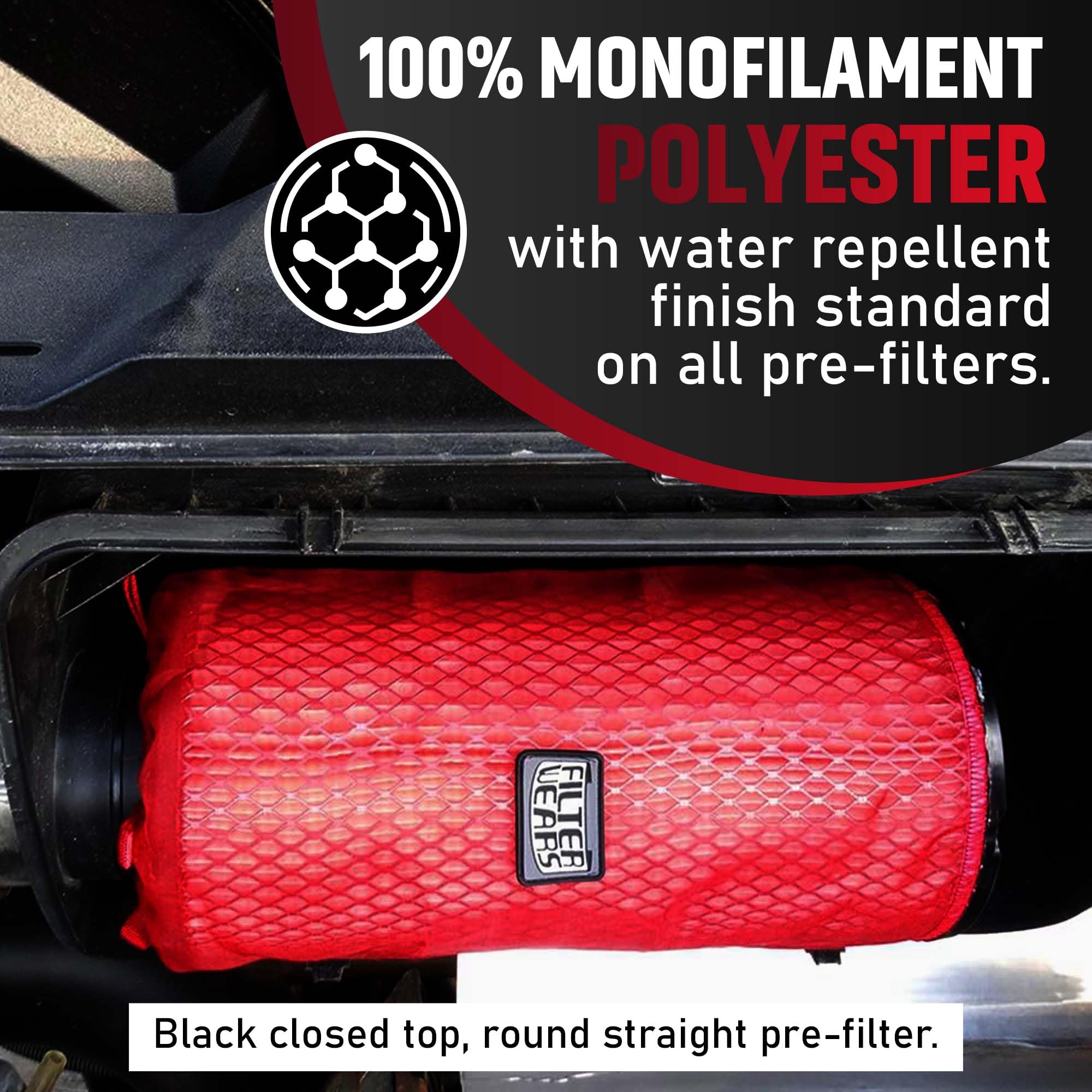 Filterwears Pre-Filter F134R For Polaris Rzr Xp 1000 Stock Air Filters 1240822 1240957 1241084 7082097, K&N Pl-1014; Red