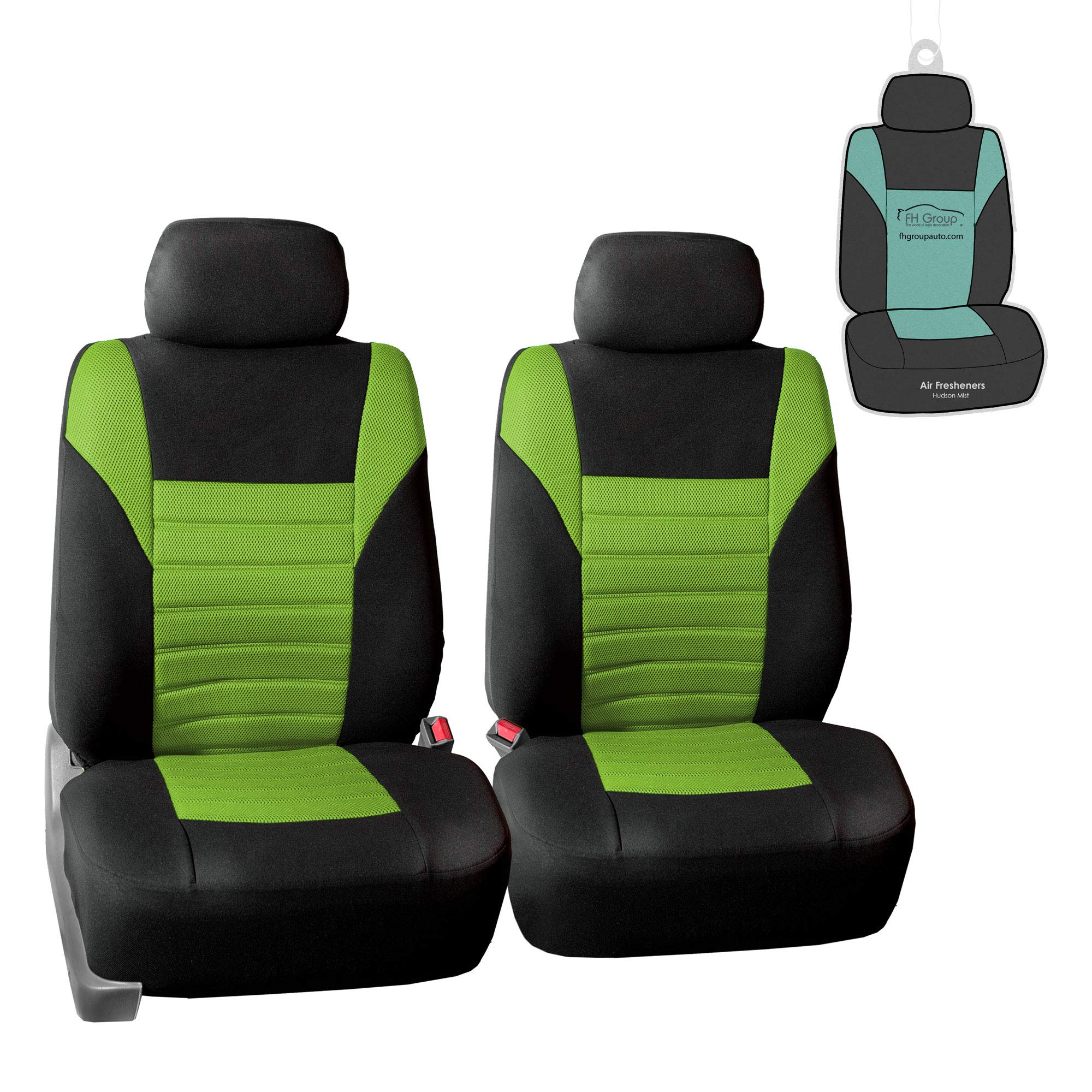 Fh Group Car Seat Covers Premium 3D Air Mesh Front Pair Set Airbag Compatible Green And Black Automotive Seat Covers Universal F