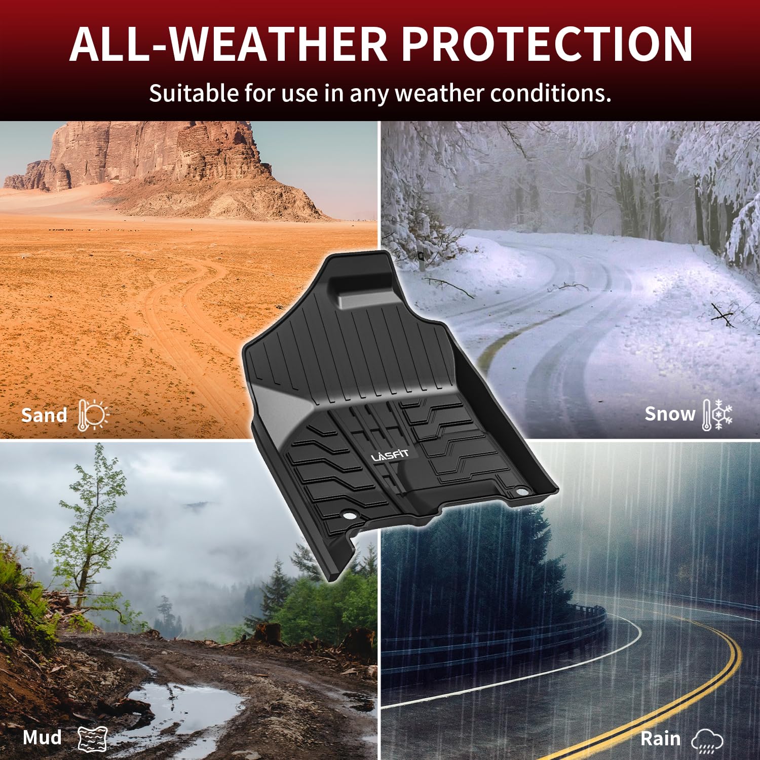 Lasfit Floor Mats For Ram 1500/2500/3500 Crew Cab 2013-2018 Front, For Ram 1500 Classic Crew Cab 2019-2024 All Weather Tpe Custo