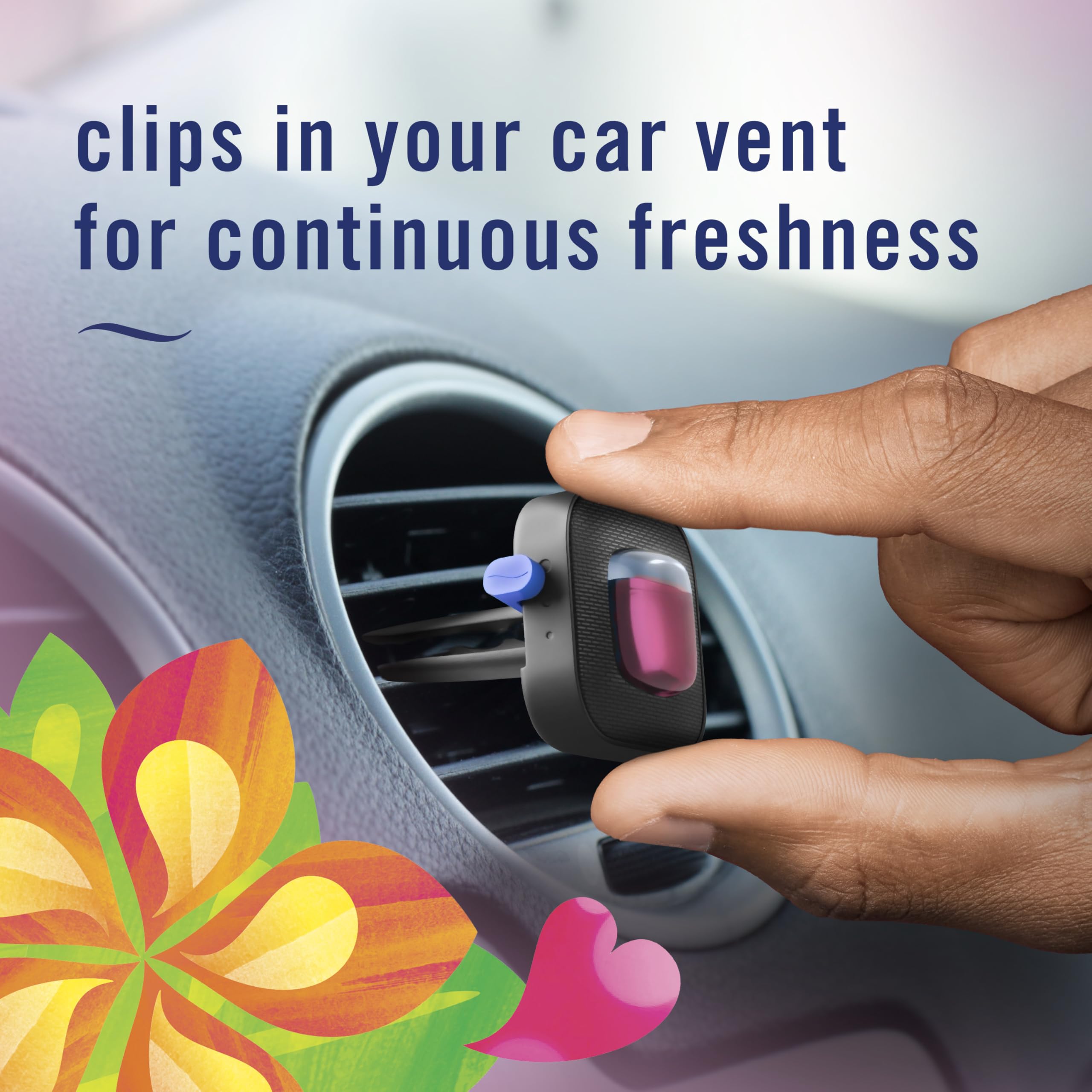 Febreze Car Vent Clips Air Freshener & Odor Eliminator, Gain Island Fresh Scent - 8Piece, Multicolor
