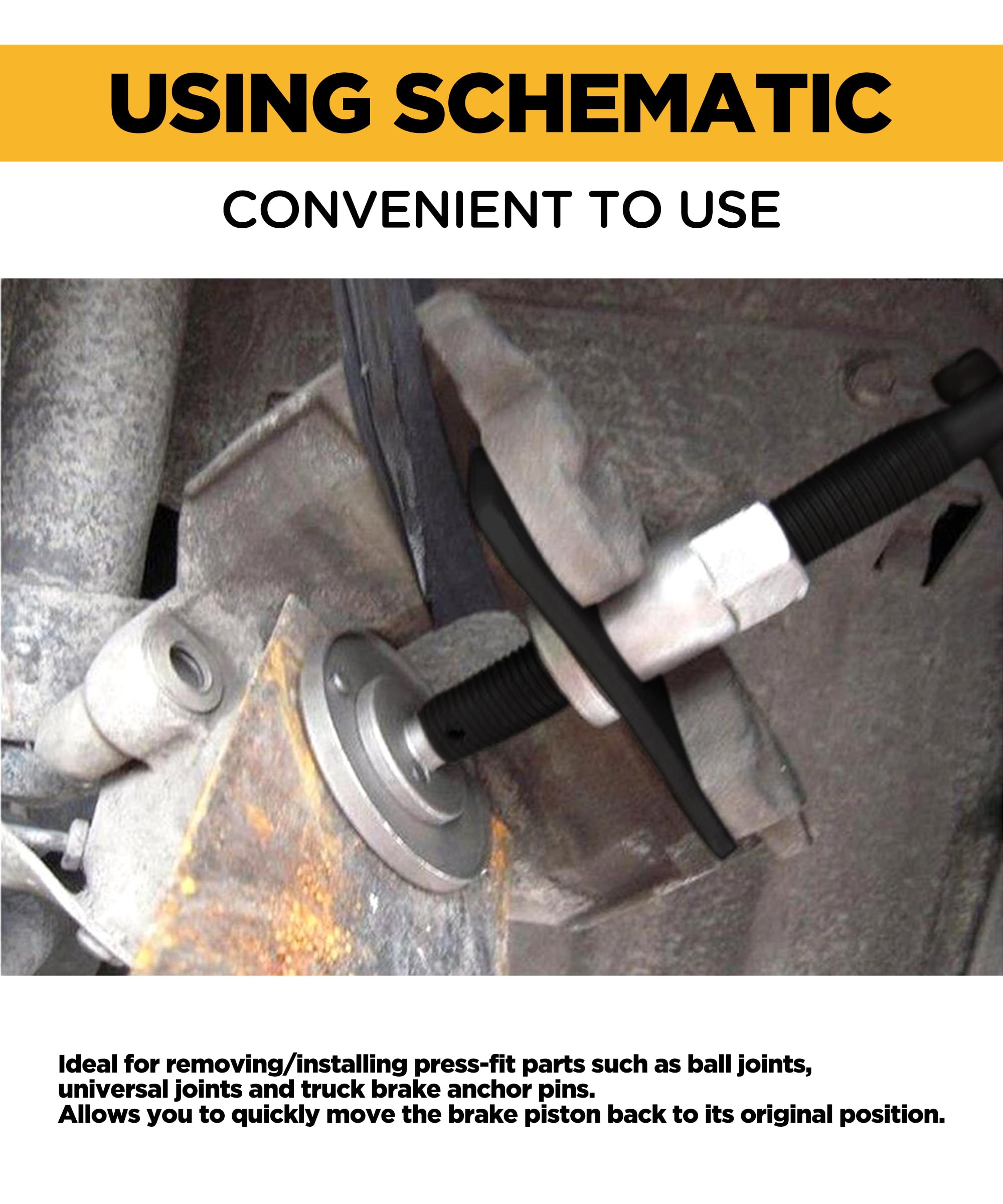 Sujade Yakefly Brake Caliper Piston Rewind Tool, Brake Piston Wind Back Tool,Car Rear Brake Pad Wind Back Tool,Right Handle Set Brake Caliper Wind Back Tool For For Replacement Of Rear Brake Pad