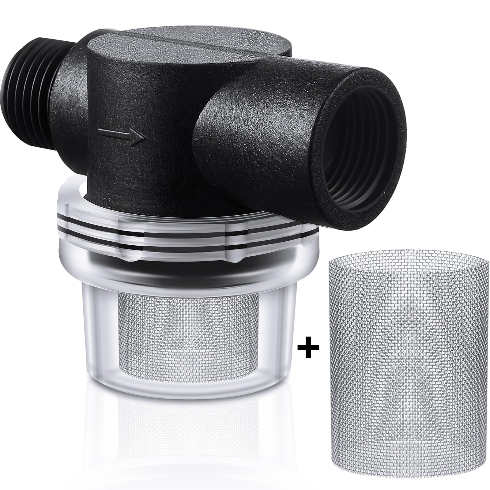 Honoson 2 Pcs Water Pump Strainer Filter Set Include Twist on Pipe Filter and Extra 50 Mesh Stainless Steel Screen, Rv Replaceme