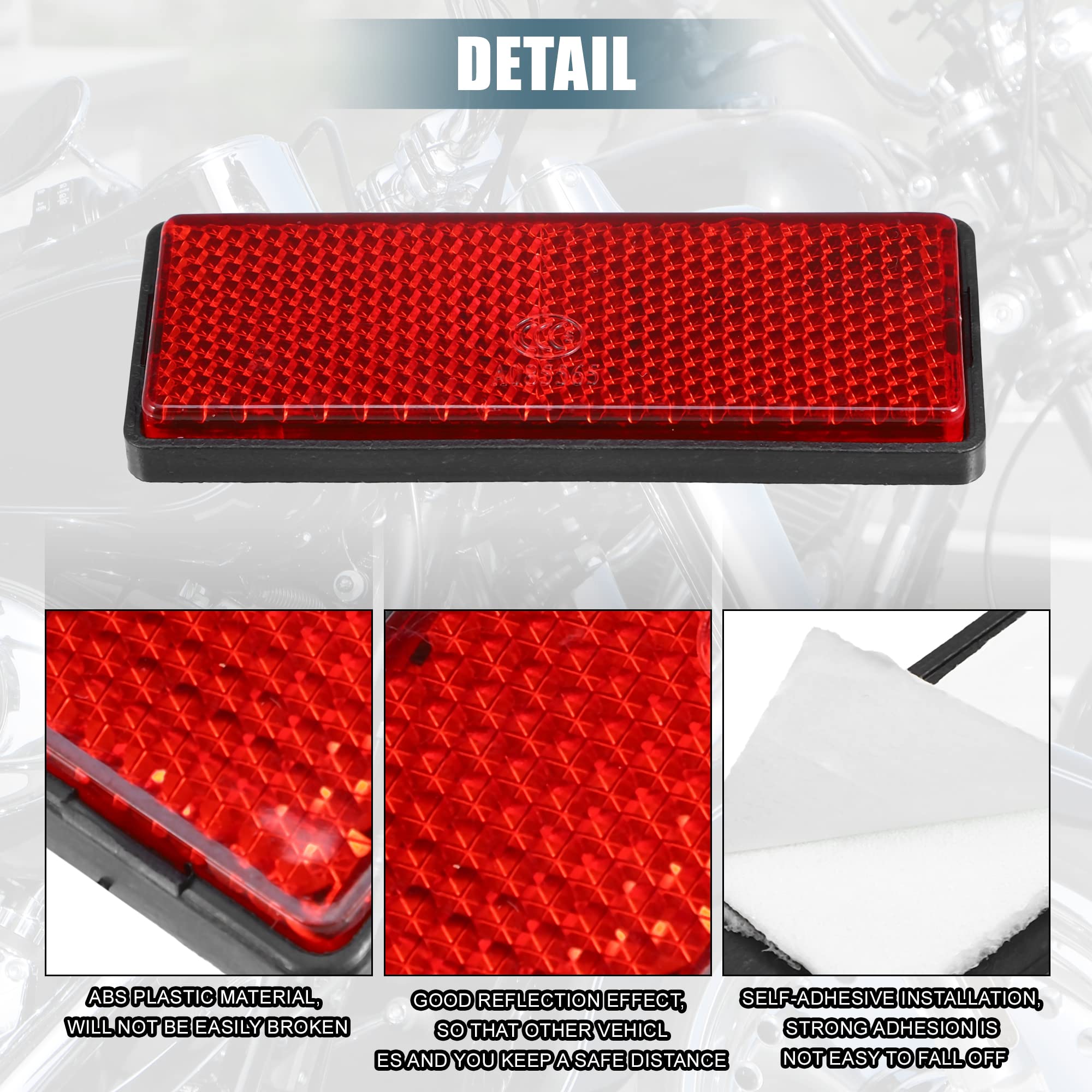 X Autohaux 8 Pcs Rectangular Stick-On Safety Spoke Reflective Self Adhesive Reflector For Gate Posts Cars Trailer Motorcycle Bic