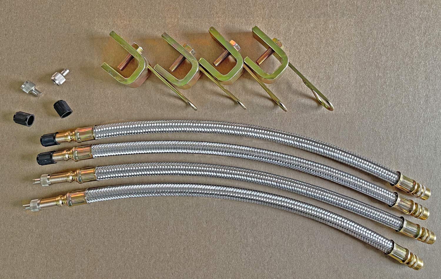 4Pcs 7/180Mm Flexible Valve Stem Extenders Stainless Steel Tyre Tire Valve Stem Extension Adaptors Car Truck Trailer Rv Trailer Vehicle (4Pcs 7/180Mm)