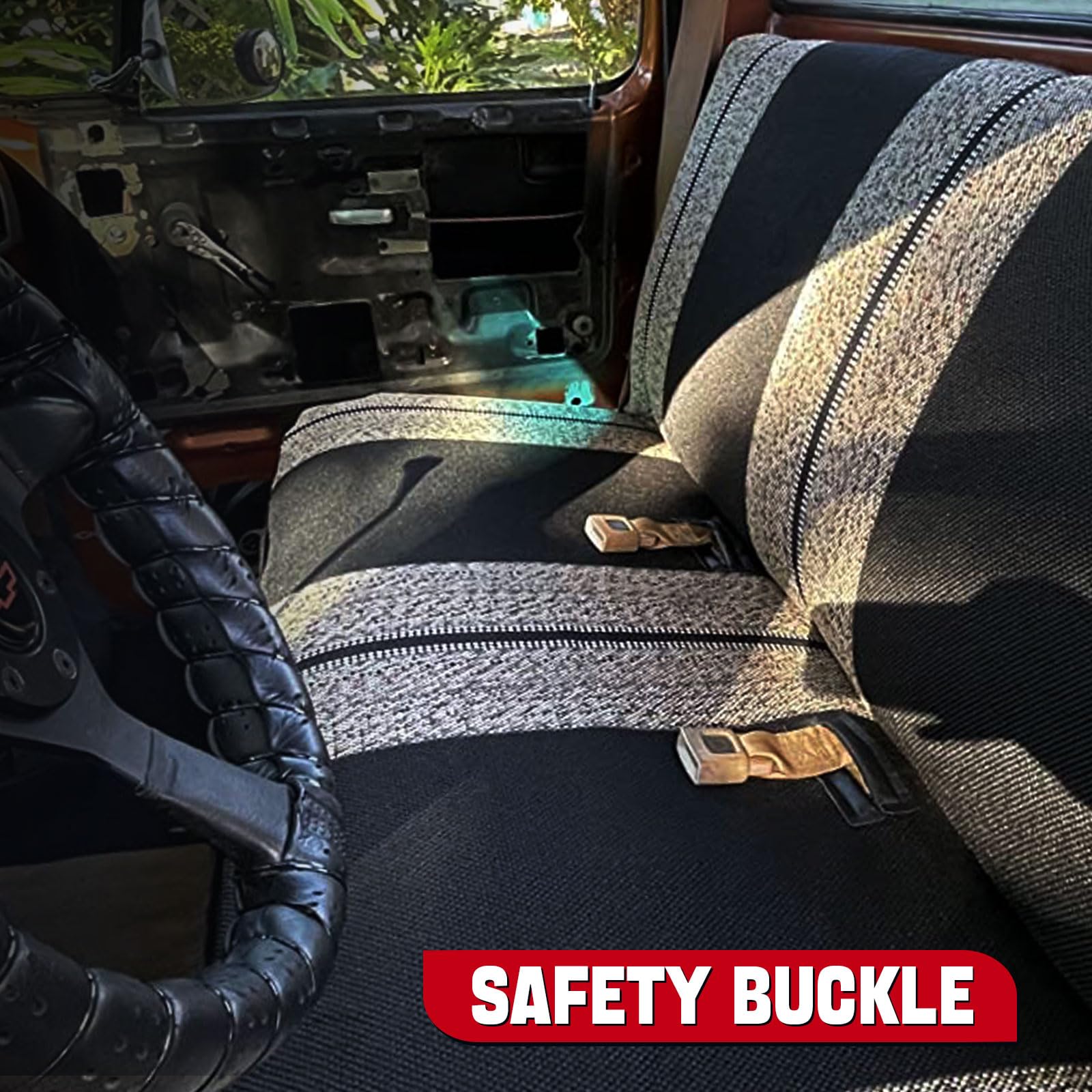 XCAR Durable Universal Car Seat Cover for Truck and Car Bench Seats Black for Full Size Pickup Trucks One Piece