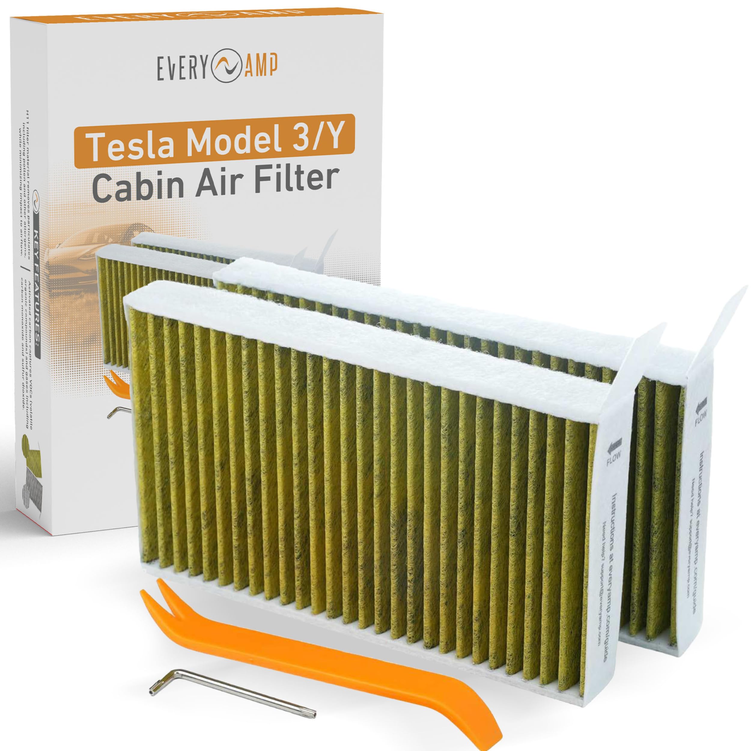 Tesla Model 3/Y Cabin Air Filter Set, OEM Replacement for Model 3 and Model Y Air Filter, Fits All Model Years, Required Tools a