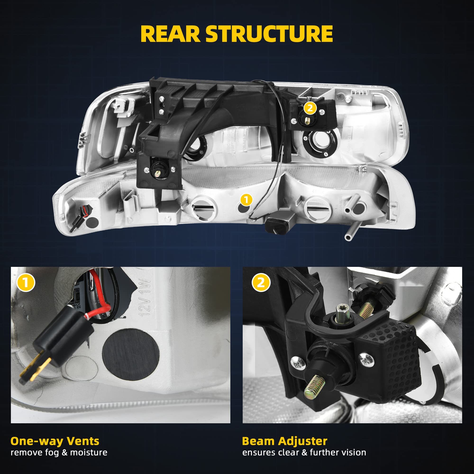 Dwvo Led Drl Headlights Compatible With 1999-2002 Chevy Silverado 1500 2500/2001-2002 Chevy Silverado 1500Hd 2500Hd 3500/2000-20