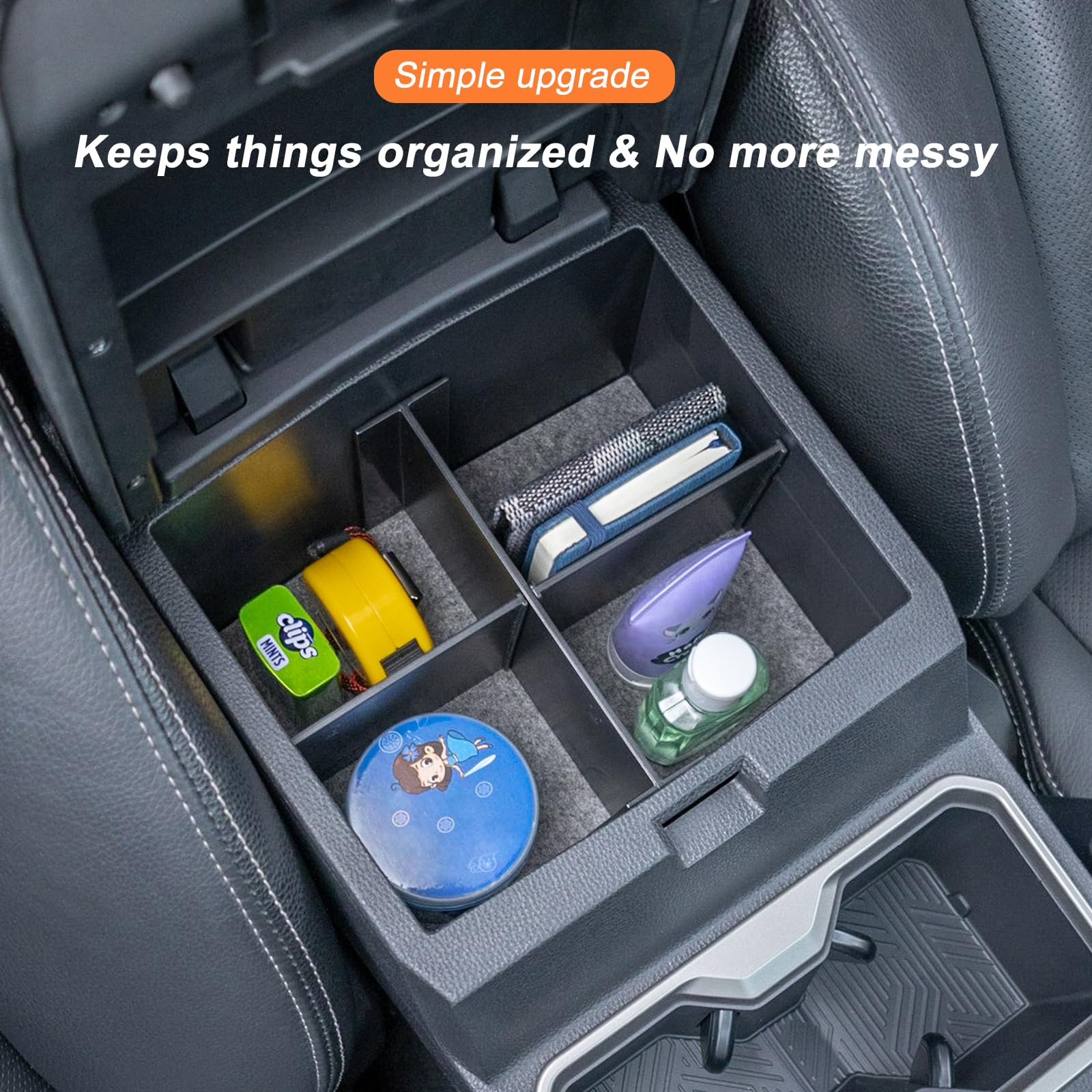 JKCOVER Compatible with 2024 2025 Toyota Tacoma Center Console Divider Organizer Secondary Storage Insert Armrest Accessories AB