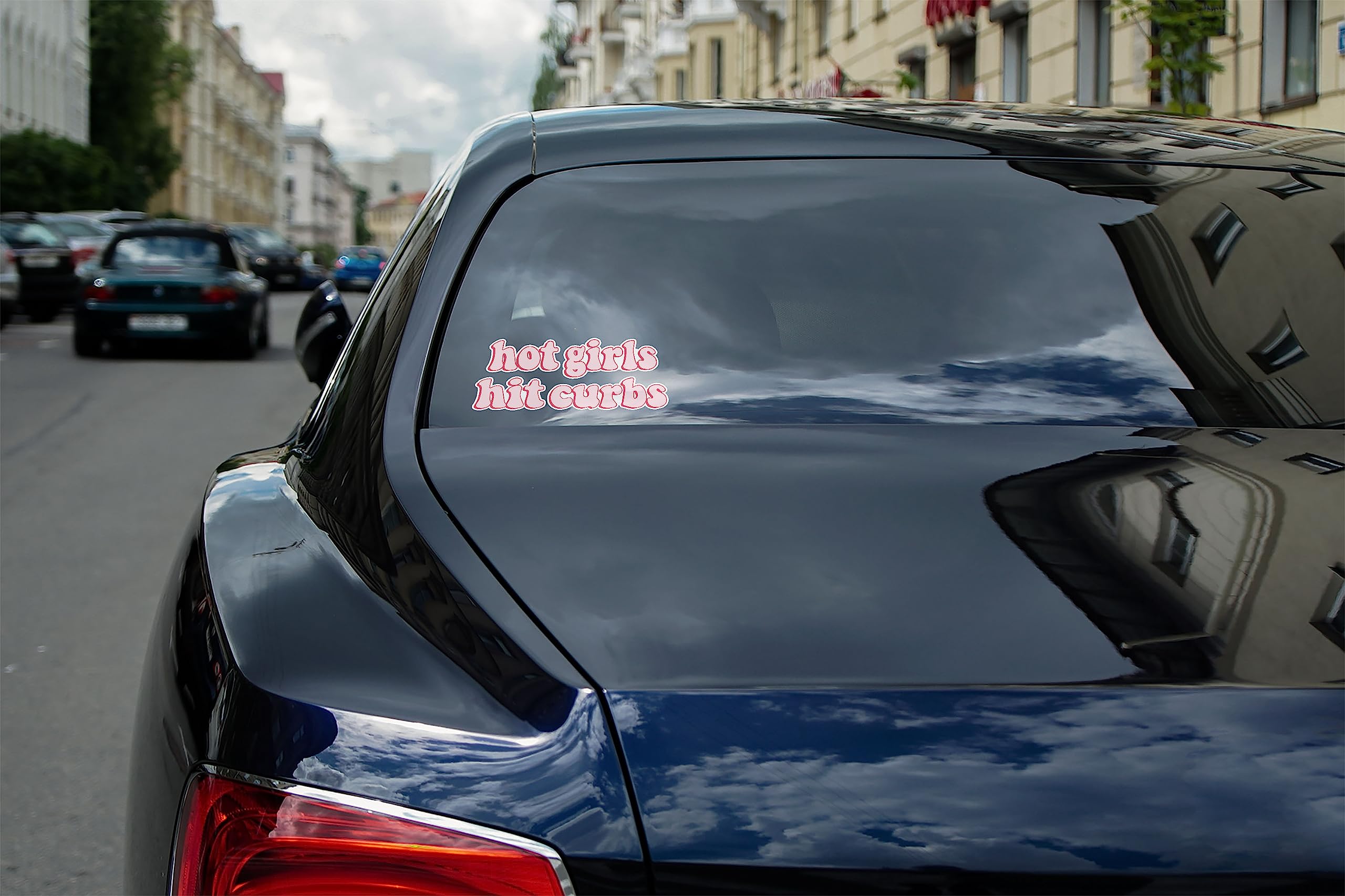 HADATKA1921 Hot Girls Hit Curbs Bumper Sticker, Vinyl Waterproof for Car Truck, Gifts Idea Meme for GenZ Ladies Driver, Size 7.5