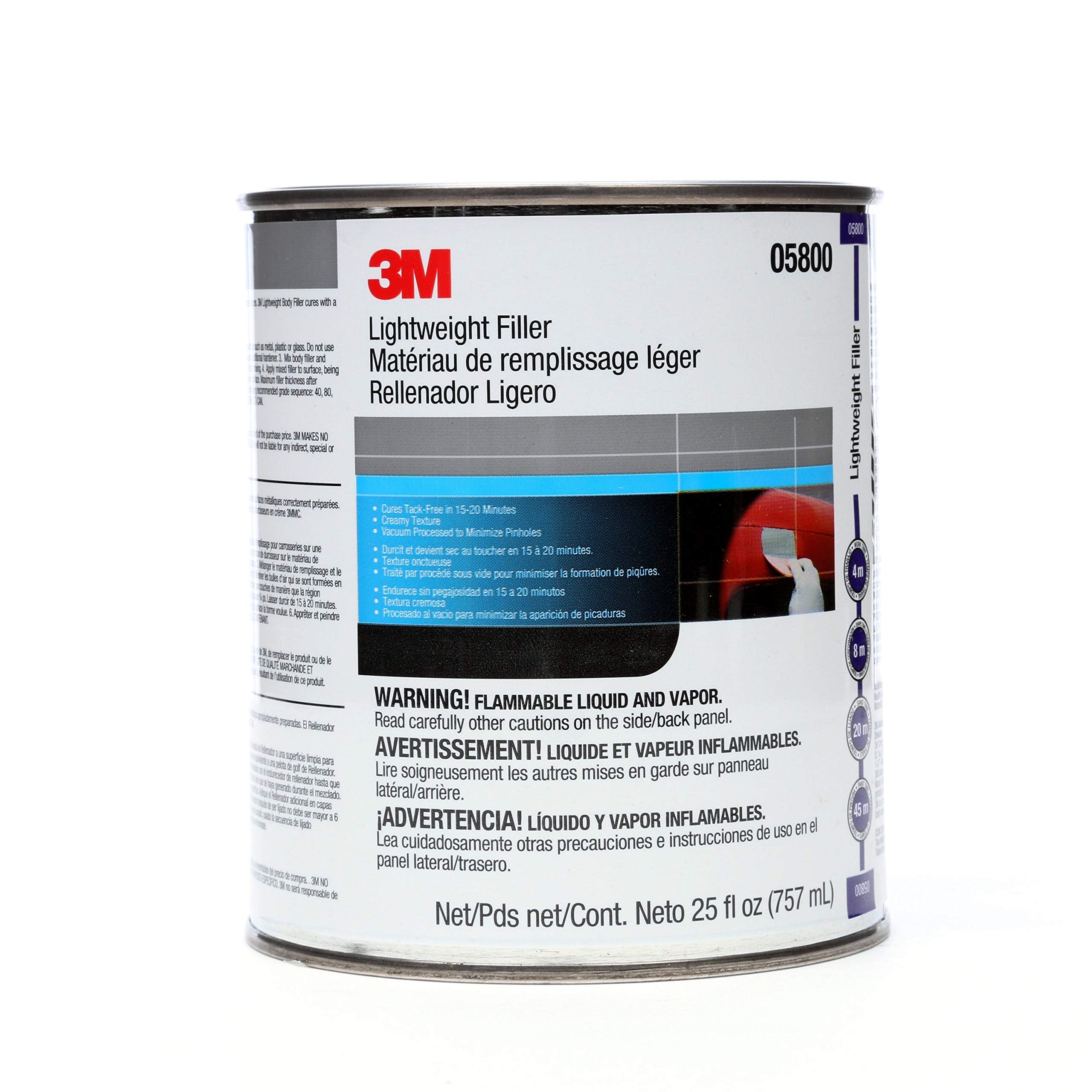 3M Lightweight Body Filler, 05800, 1 Qt , White