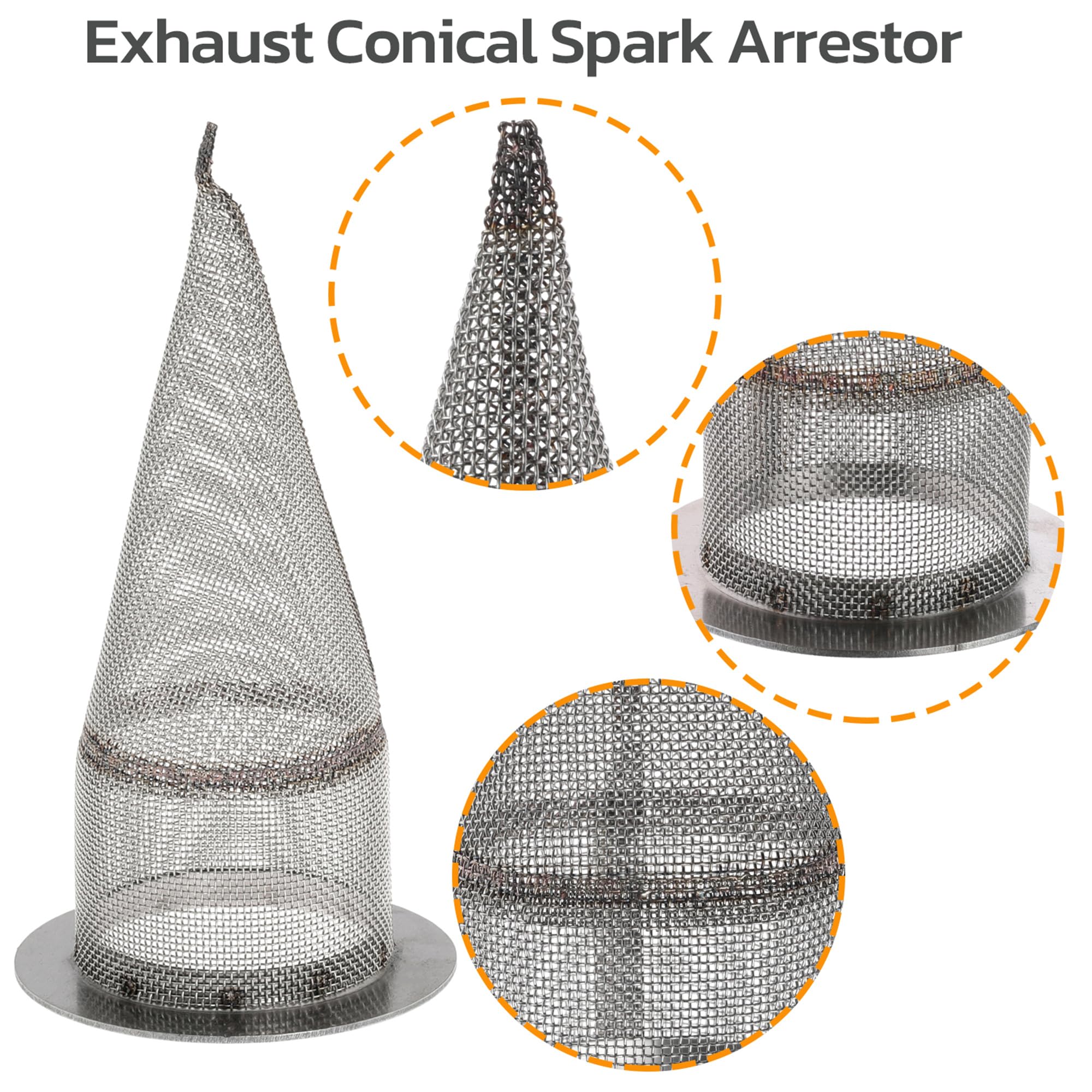 LiiQuu 1.5 Exhaust Conical Stub Spark Arrestor for Honda, Yamaha, Kawasaki - Pack of 1