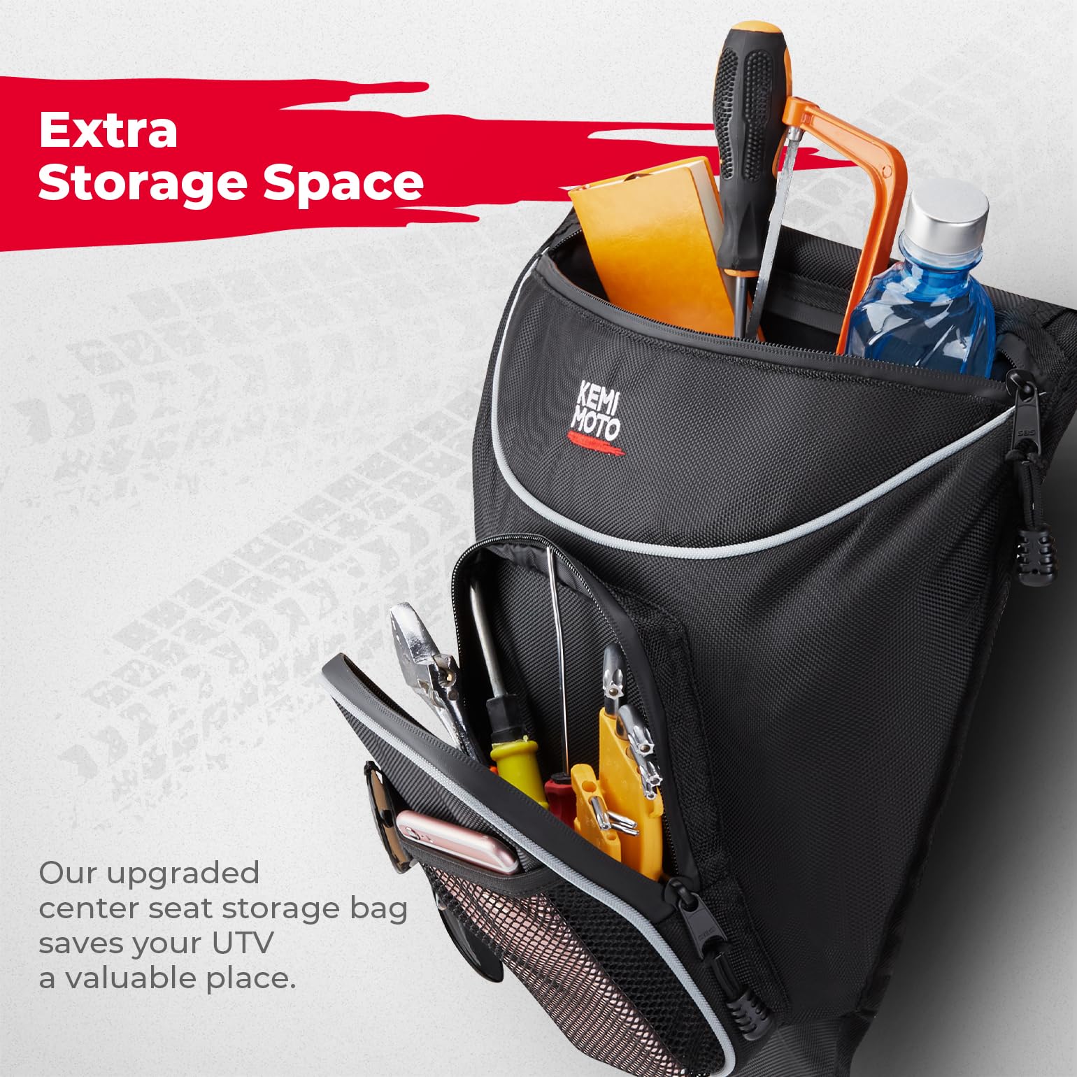 Kemimoto Utv Center Storage Bag Utv Cab Pack Center Seat Bag Compatible With Polaris Rzr Xp 1000 Turbo S 900 570 800 Storage Accessories 1680D High-Density With Multiple Pockets And Easy Install