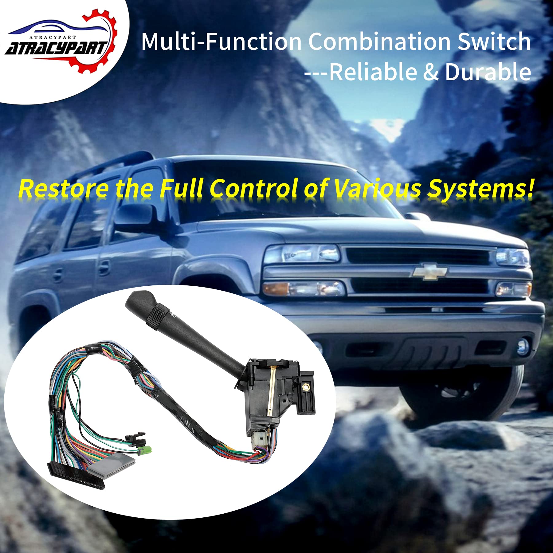 Multi-Function Combination Switch | Replacement For 1999-2002 Chevy Silverado, Gmc Yukon & More | Replaces# 26100839, 3441937, Cbs-1038 | Turn Signal, Wiper, Washers, Hazard Switch, Cruise Control