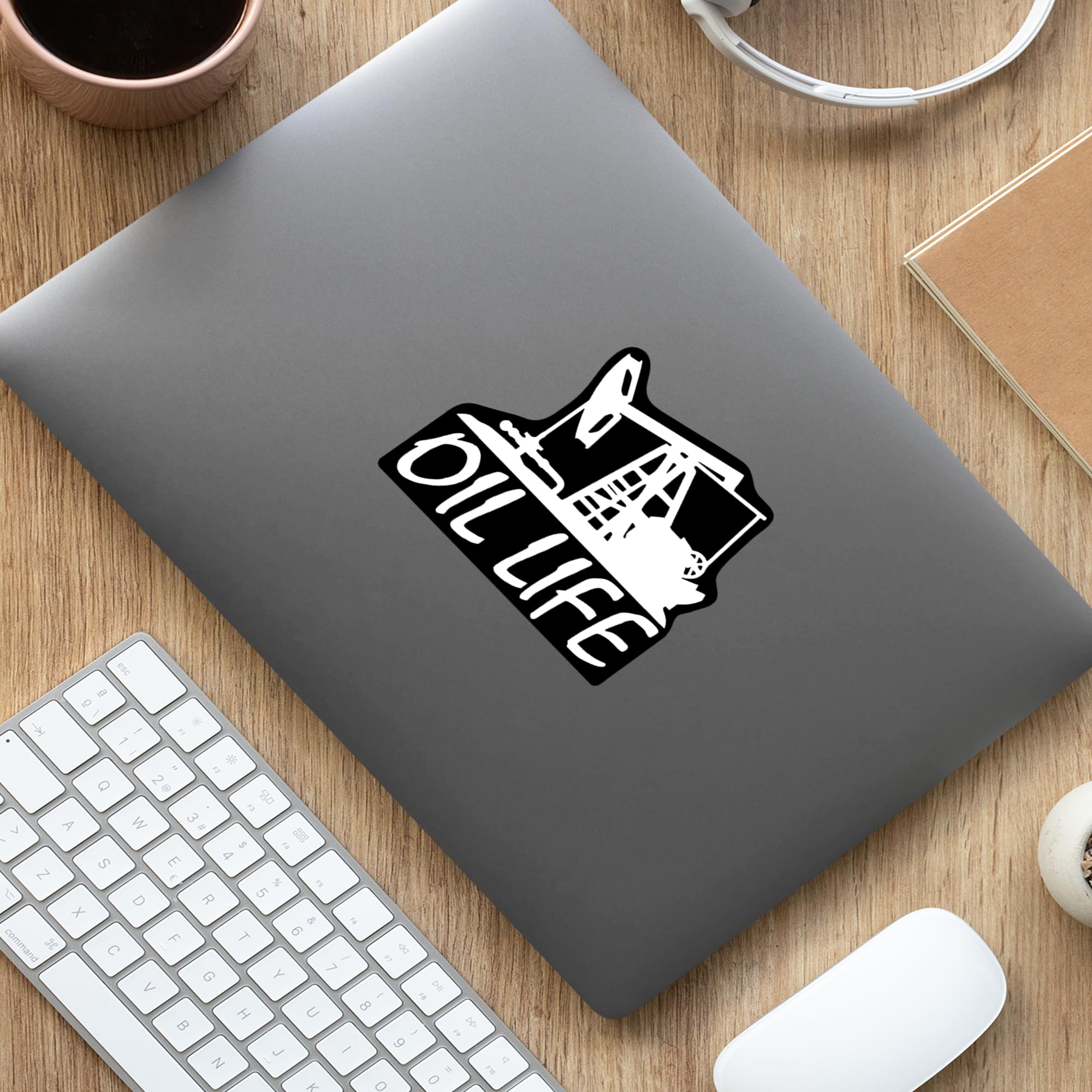 Oil Life Rig Vinyl Decal Sticker | Cars Trucks Vans SUVs Windows Walls Cups Laptops | White with Black Background| 5.5 Inch | KCD2397