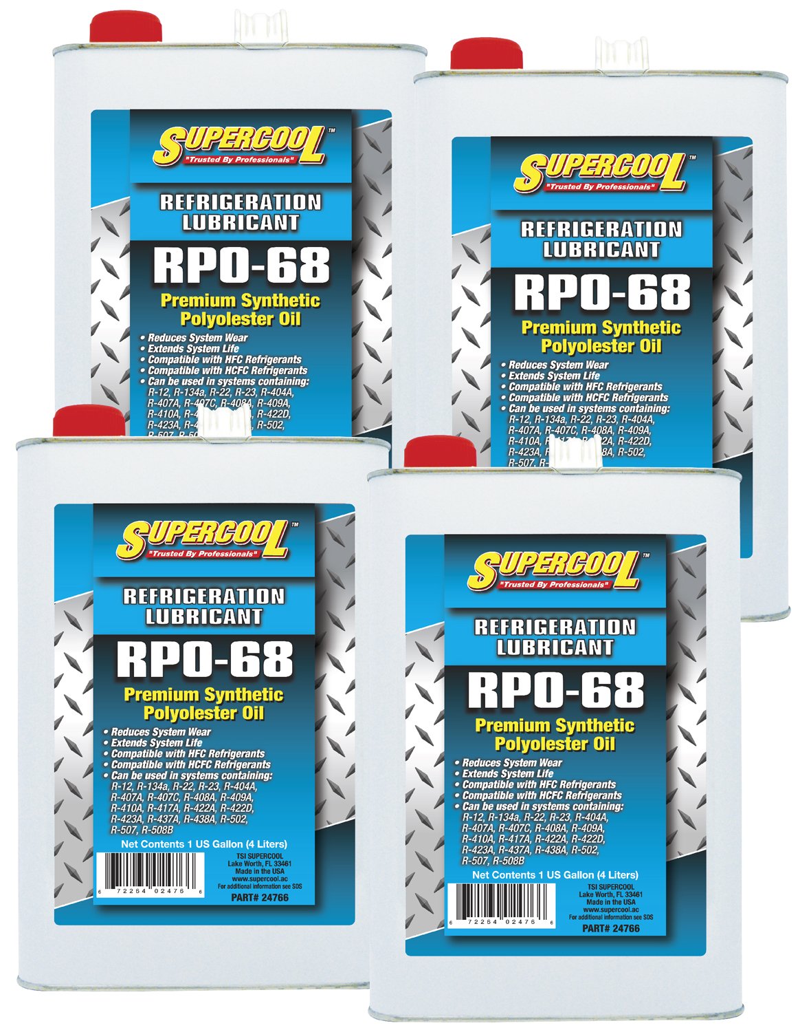 TSI Supercool 24766-4CP HVAC POE 68 Premium Synthetic Polyester Oil - 1 Gallon, Pack of 4