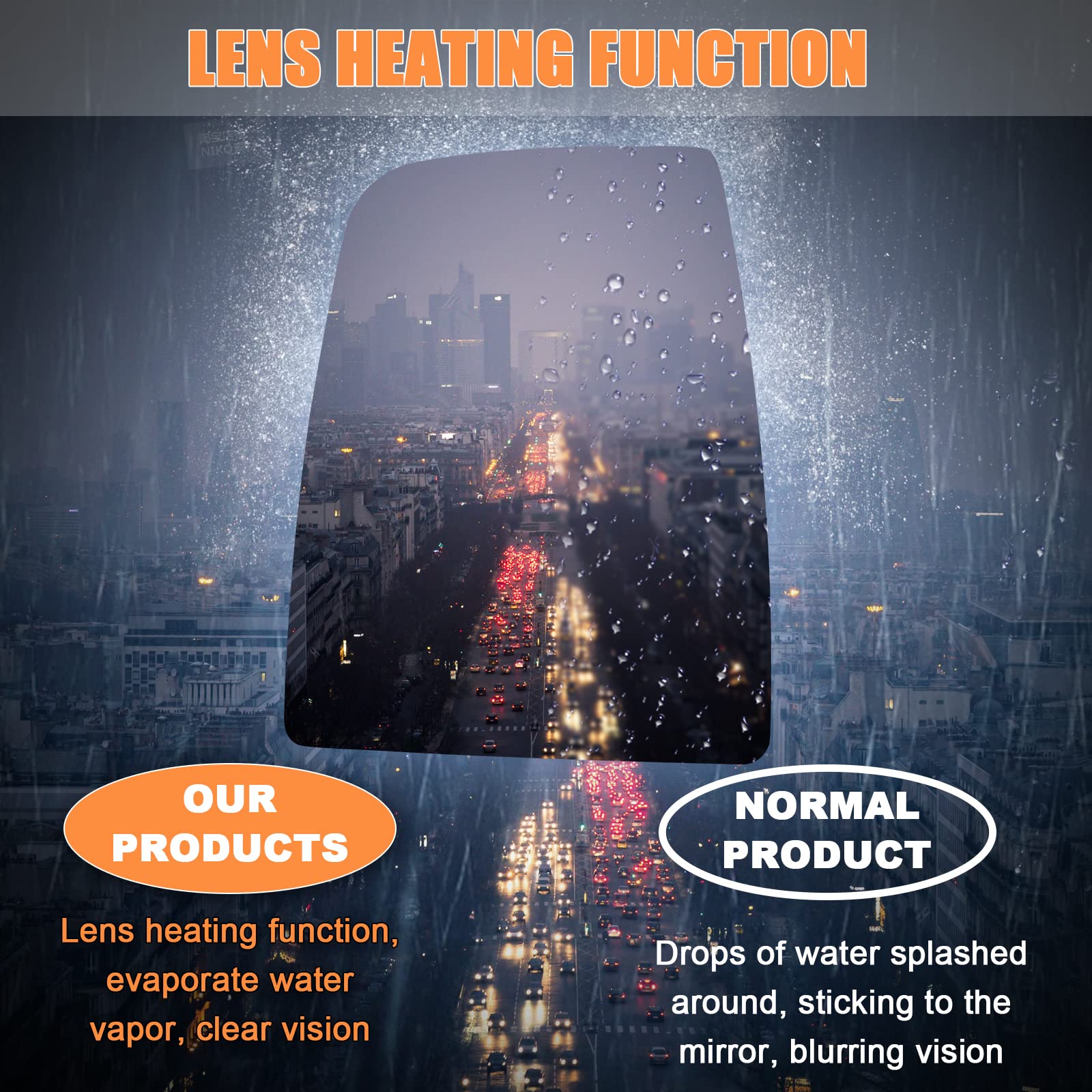 Lhcdqskcw Compatible With 2015-Up Ford Transit T150 T250 T350 Passenger Right Side Heated Mirror Glass, Upper Glass With Backing