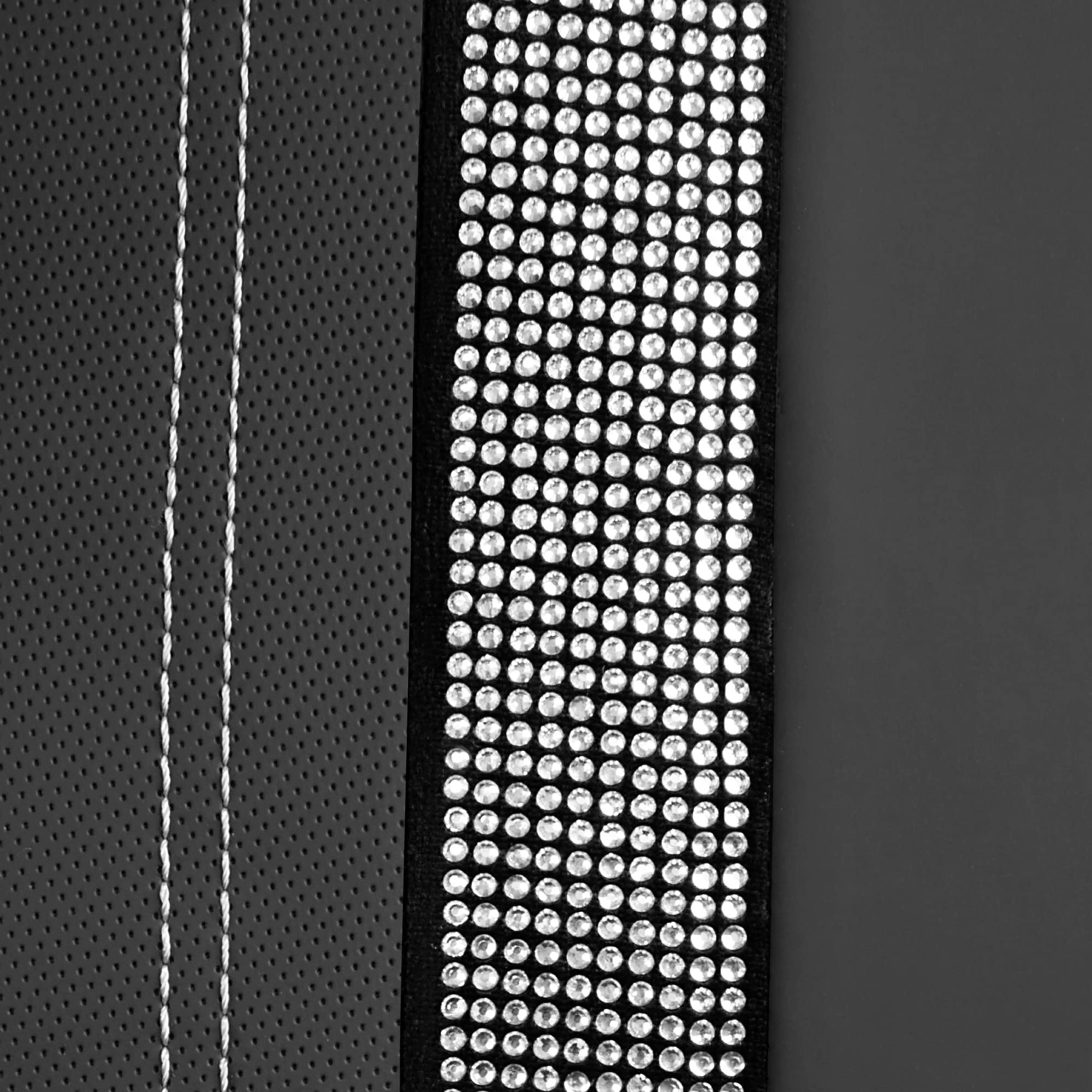 Car Pass Bling Rhinestone&Leather Back Seat Cover, Waterproof Bench Rear Seat Cover Shining Diamond Universal Fit Automotive Glitter Crystal Sparkle Strips For Kid Women Girl, Silver Diamond