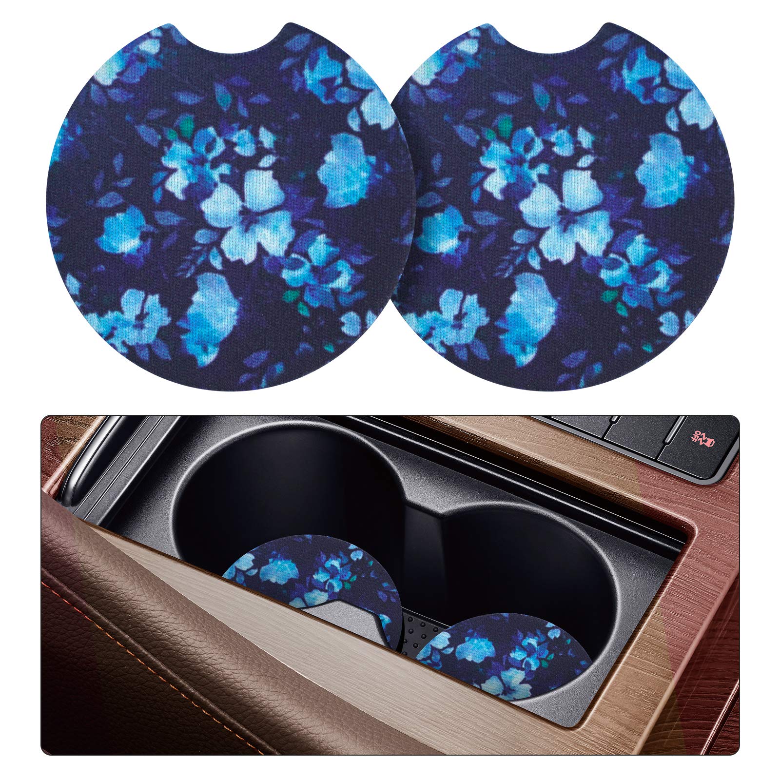 tifanso Car Cup Drink Holder Coaster, 2 Pack Car Coasters for Cup Holders, Cute Vehicle Accessories for Women and Girl (Orchid)