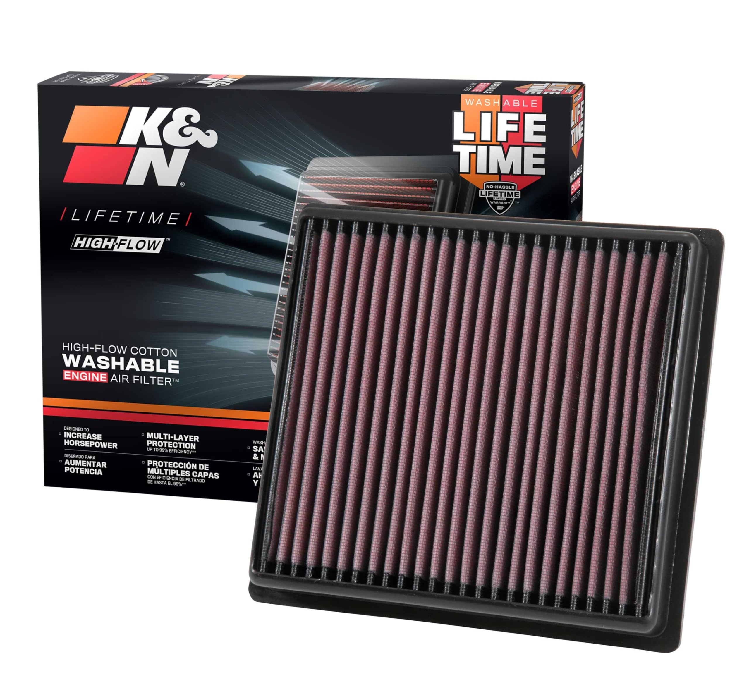 K&N Engine Air Filter: Reusable, Clean Every 75,000 Miles, Washable, Replacement Car Air Filter: Compatible With 2016-2019 Subaru H4 1.6/2.0/2.4 L (Ascent, Crosstrek, Forester, Impreza, Xv), 33-5064