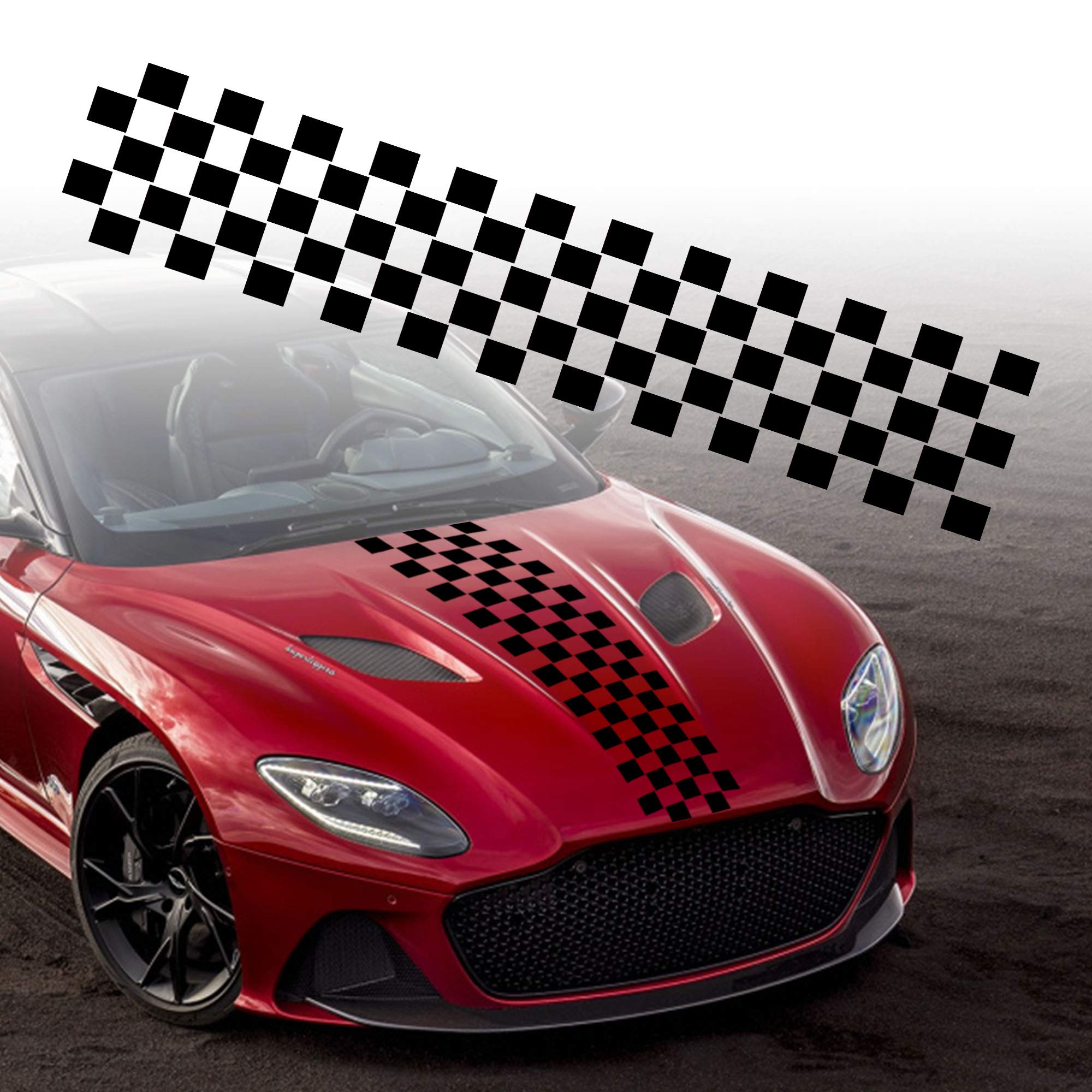 Tomall 49.8'X 9.2' Hood Stripe Sticker For Car Auto Racing Body Side Stripe Decal For Car Skirt Roof Hood Bumper Stripe Decal Vinyl Modified Stripe Decal Decoration For Car Hood (Black)