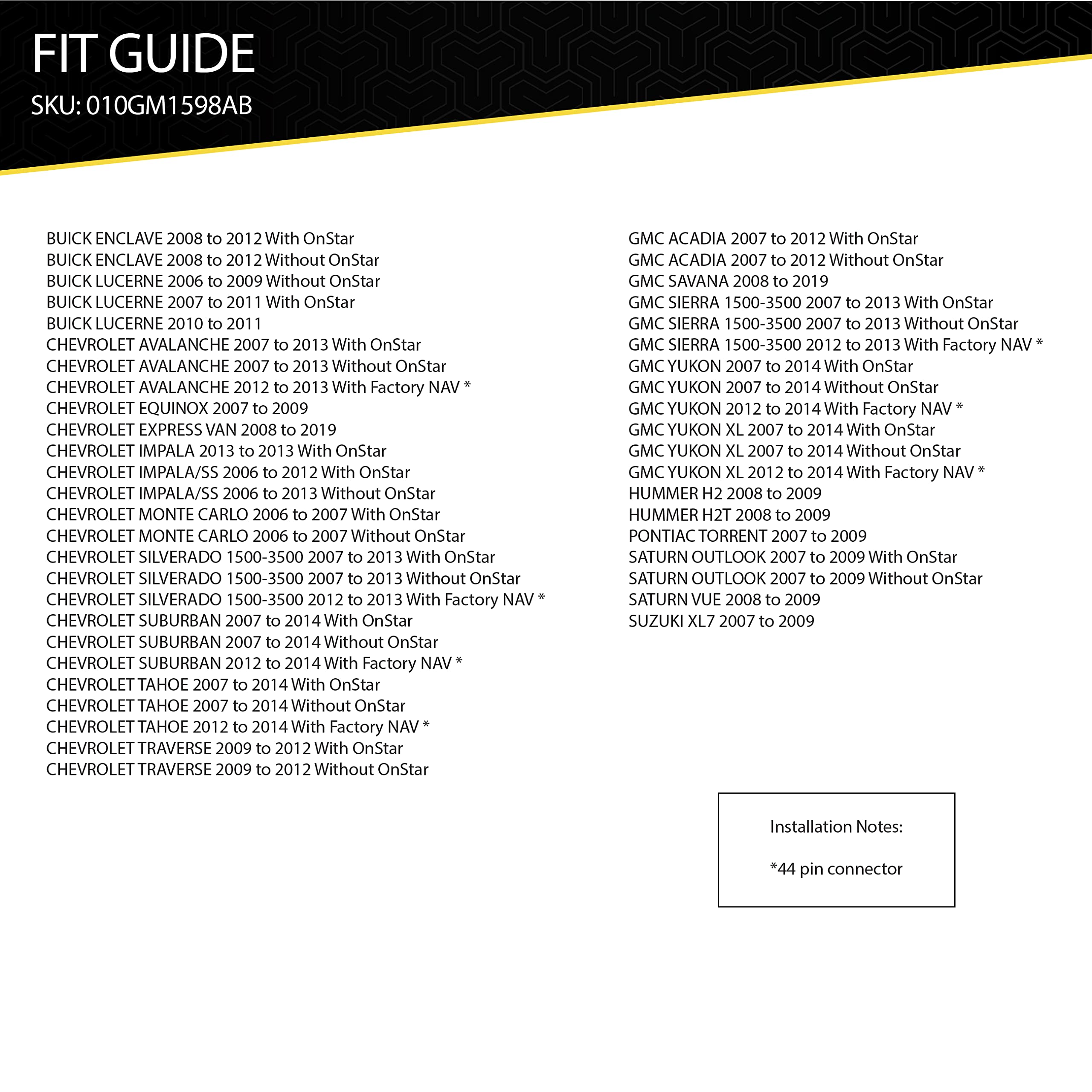 Scosche Gm1598Ab Double Din Or Single Din With Pocket Radio Installation Dash Kit Compatible With Select 2006-19 Gm Vehicles - Car Stereo Install Kit - See Fit Guide In Images To Verify Your Vehicle