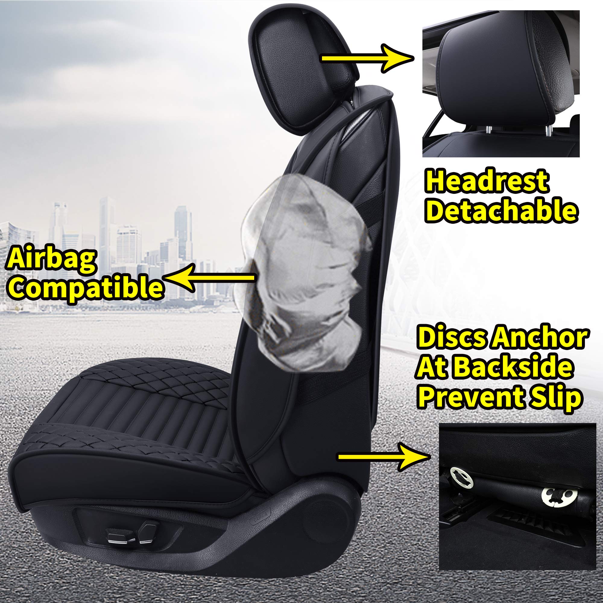 Aierxuan Front Car Seat Covers Waterproof Leather Universal for Chevy Acura Lexus Jetta Tiguan Jeep Wrangler Liberty Cherokee Mi