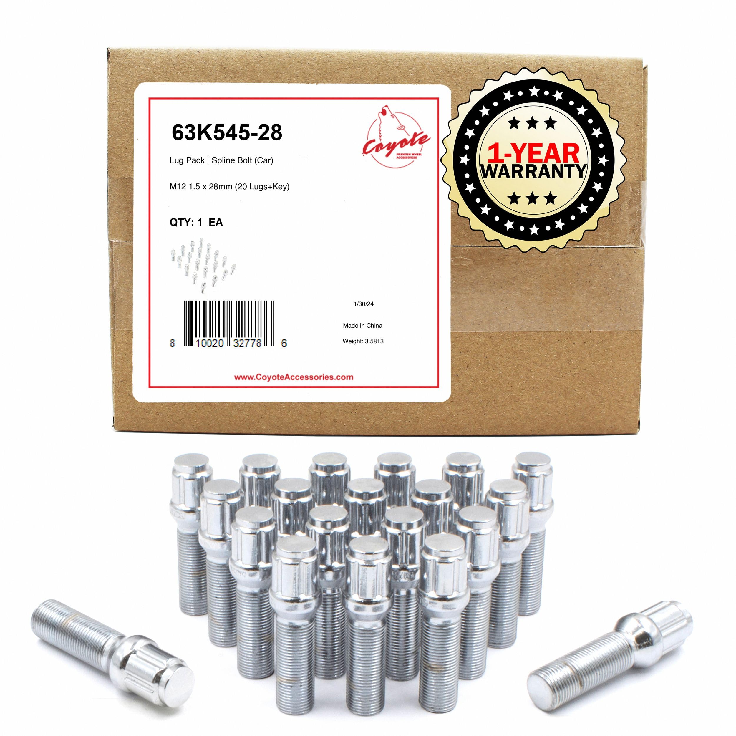 Wheel Accessories Parts 20 Pcs M12 X 1.5 12X1.5 Thread Acorn Seat Lug Bolt Car Spline 28Mm Thread Length Chrome Lug Nuts For Bmw