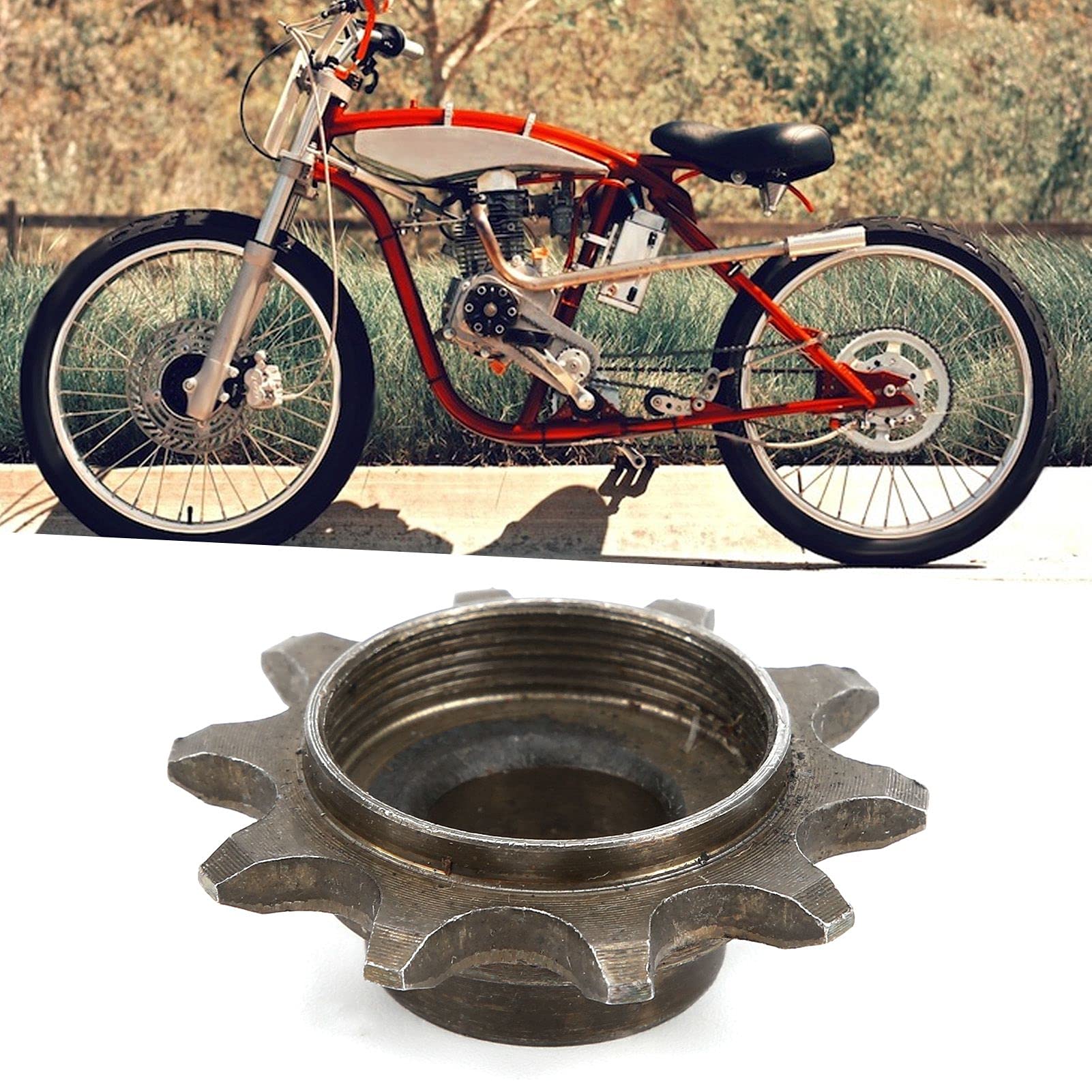 Aramox Front Sprocket Cog, 10T 10 Teeth 415 Chain Sprocket Cog, Iron Alloy Front Sprocket Gear Replacement, Compatible With 2 Stroke Motorized Bike Accessories