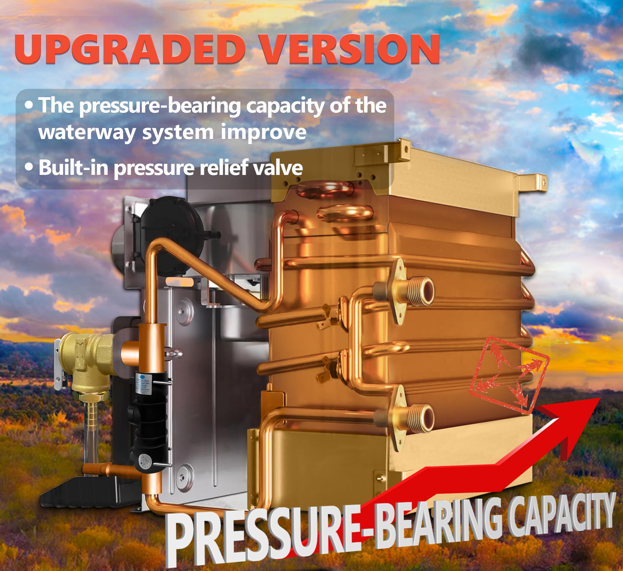 RUNSAIL RV Water Heater 65,000 BTU,Max 3.96 GPM, 15 x 15 Inches Black Door, Build-in Pressure Relief Valve with Remote Controlle