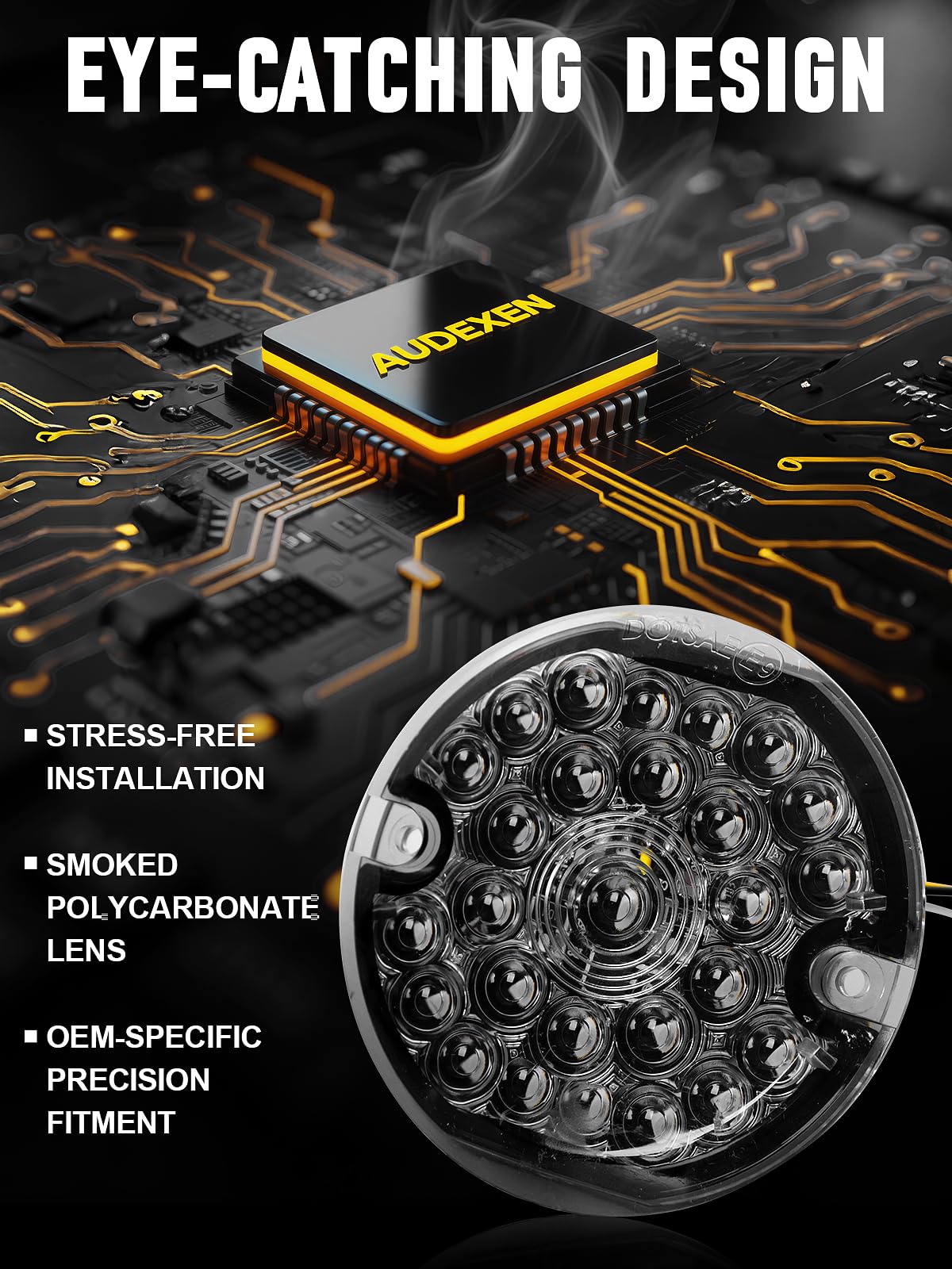 Audexen 3-1/4 Inch Led Turn Signal Kit 1157 Double Base Front Turn Signal + 1156 Single Connector Red Rear Signal Lights Compati