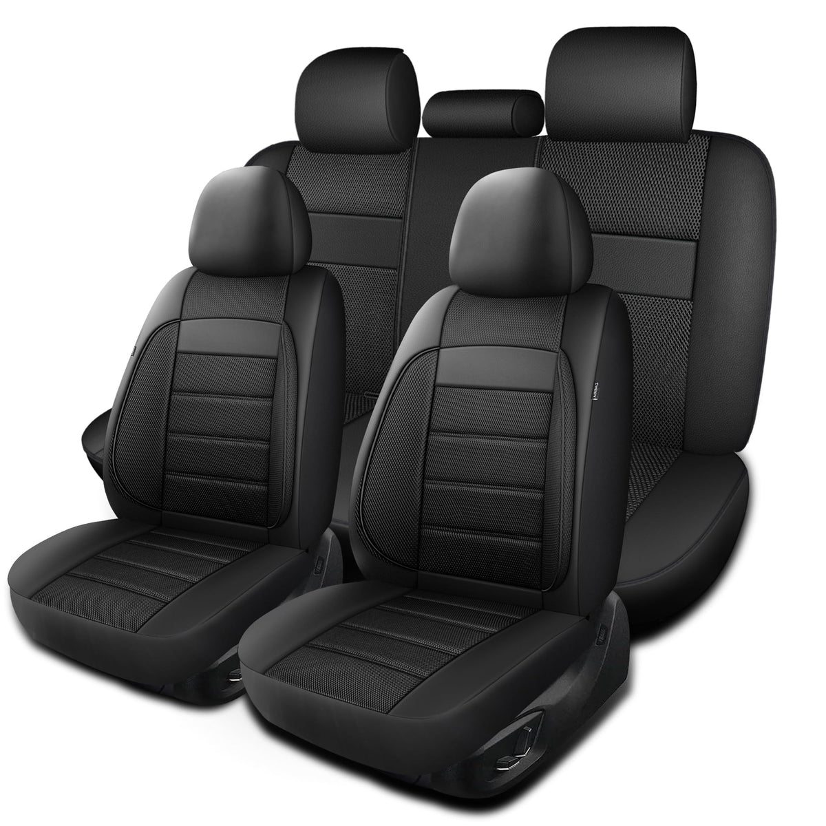 HChengkikz Car Seat Covers Full Set, Seat Covers for Cars,Leather 3D Foam Back Support Car Seat Cover, Air Mesh Automotive Seat 