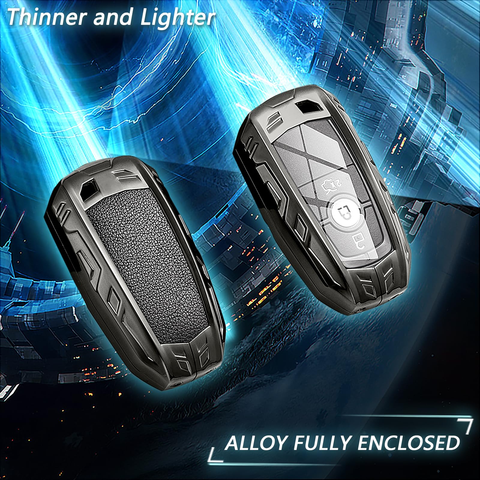 Ocezbiis For Ford Key Fob Cover,Keychain,Zinc Alloy Protection Car Key Case For Expedition Explorer Fusion Escape Edge F150 250