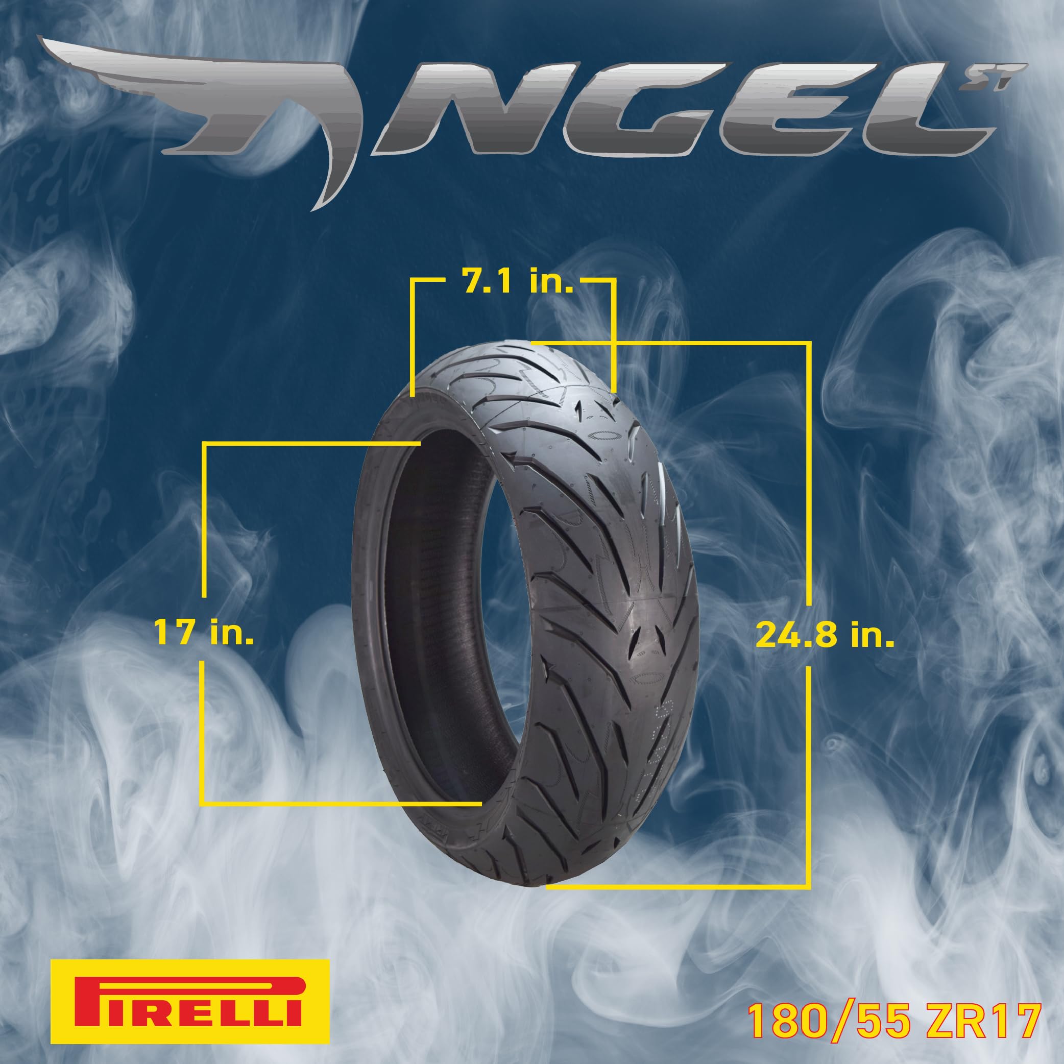 Pirelli Angel St Motorcycle Tire Set - High Performance, Durable, And Reliable Front (120/70Zr-17 58W) And Rear (180/55Zr17 73W)