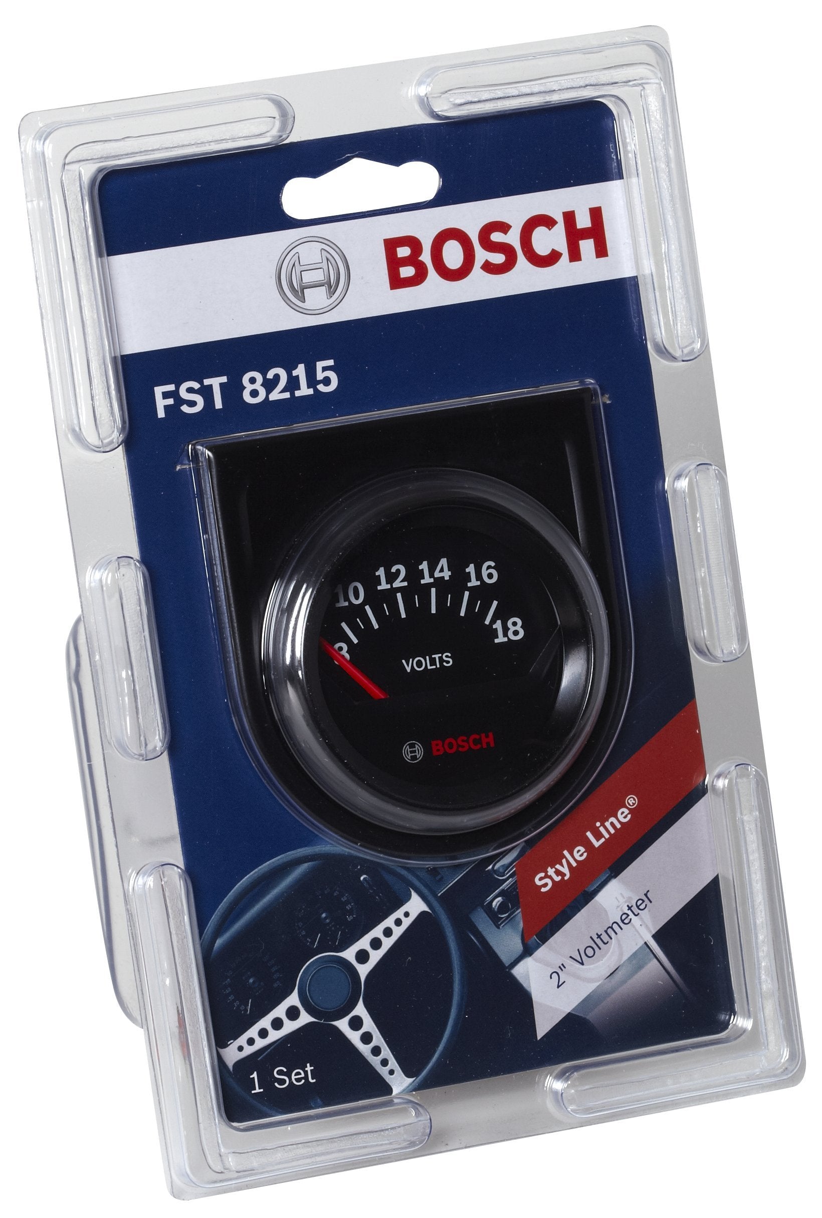 Actron Bosch Sp0F000051 Style Line 2'' Electrical Voltmeter Gauge (Black Dial Face, Black Bezel),White
