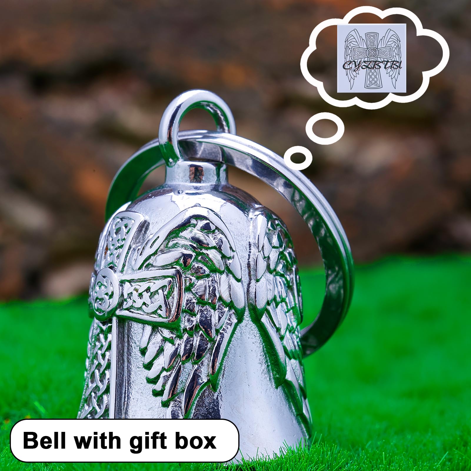 Cyzbtbl Motorcycle Men Bells - Motorcycle Angel Bell For Men Women,Bell Biker Accessory,Guard Riding Safety (Silver)