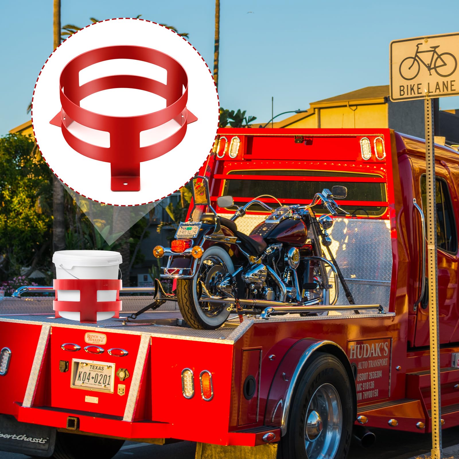 Kritkin 1 Pcs 5 Gallon Bucket Holder 11.6 x 6.5 Inch Red Bucket Holder Mount for RV, Truck, Cart