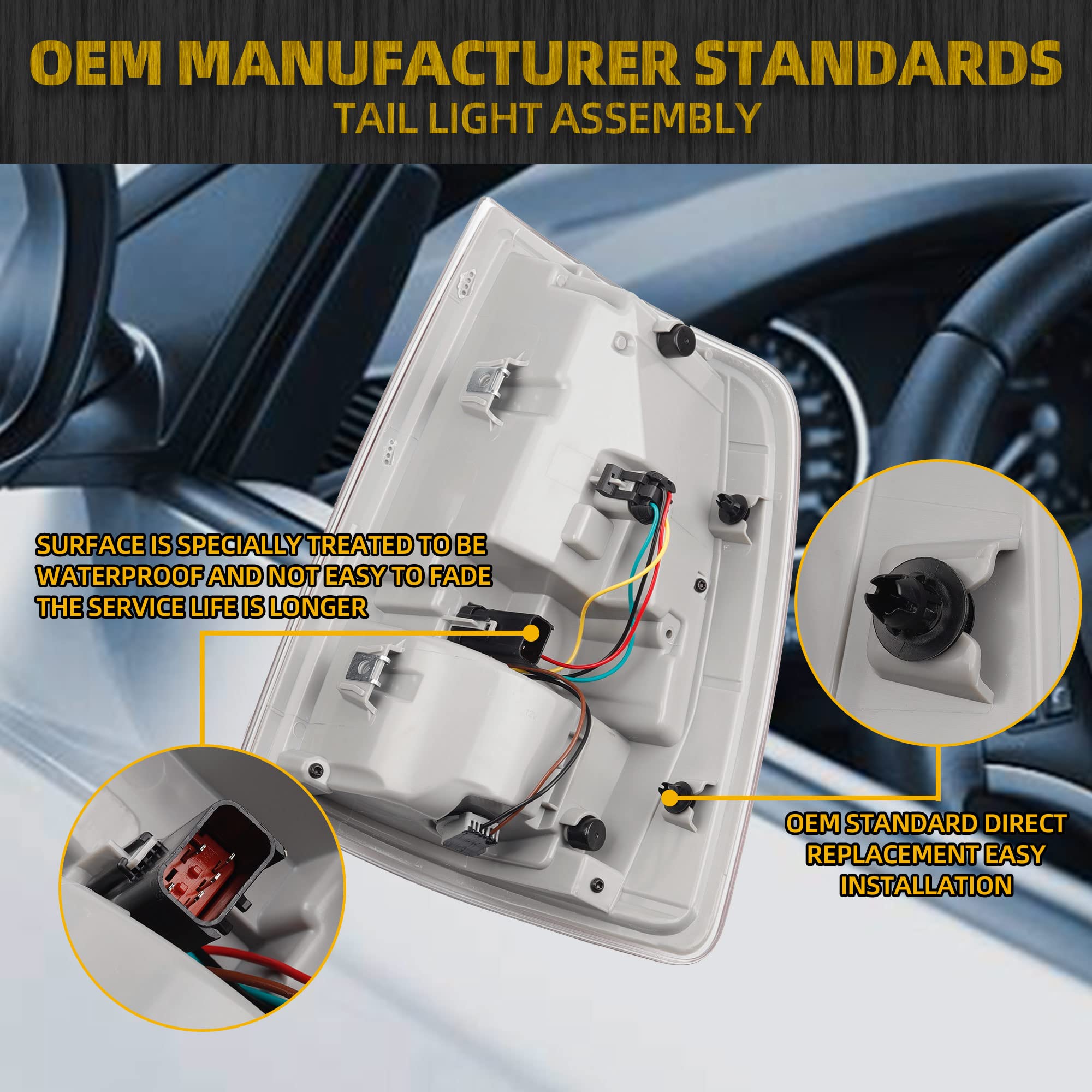 Dasbecan Tail Lights Assembly Driver Side With Red Led Bulbs Compatible With Dodge Ram 1500 2013-2018 Ram 2500 & 3500 2014-2018