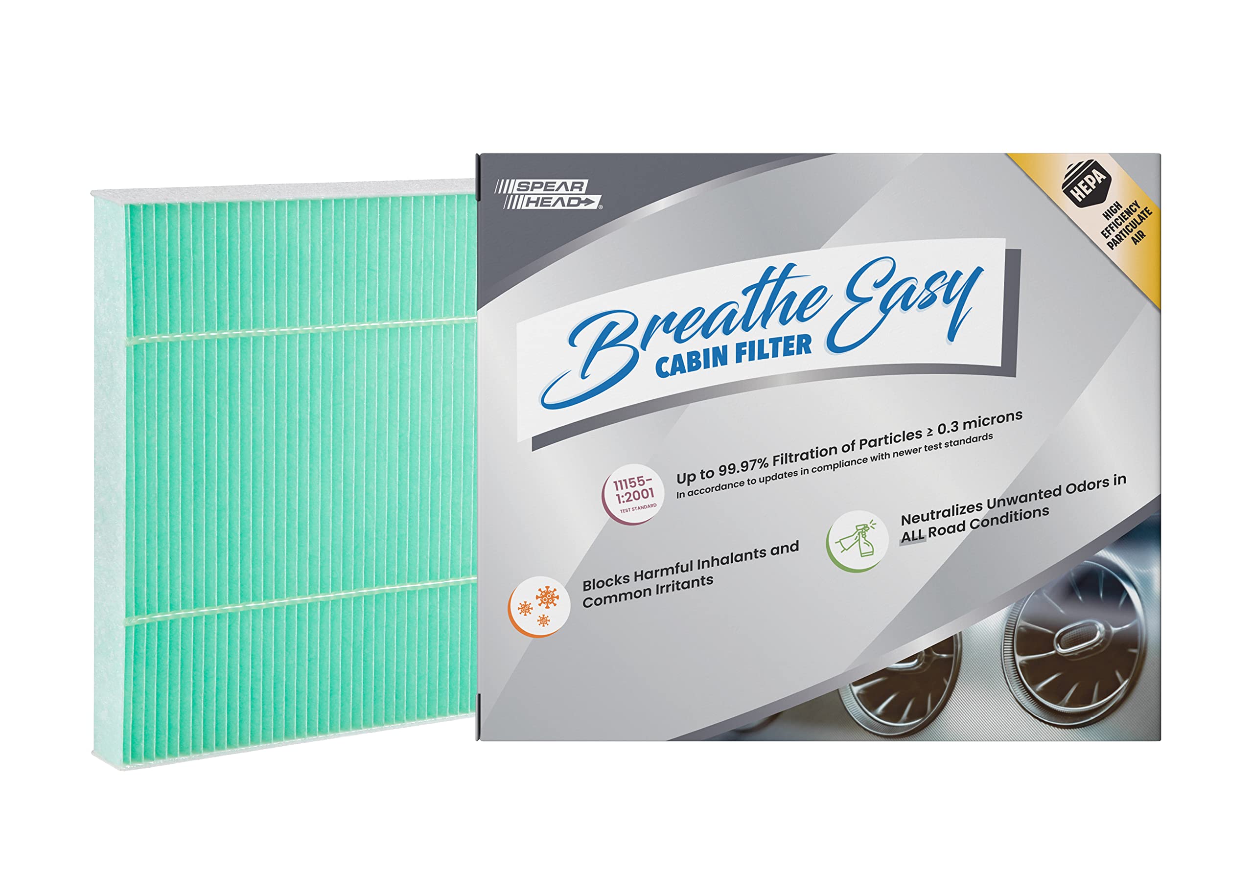 Spearhead Hepa Breathe Easy Cabin Filter, Up To 99.97% Filtration Of 0.3 Micron Particles W/No Airflow Reduction (Be-374H)