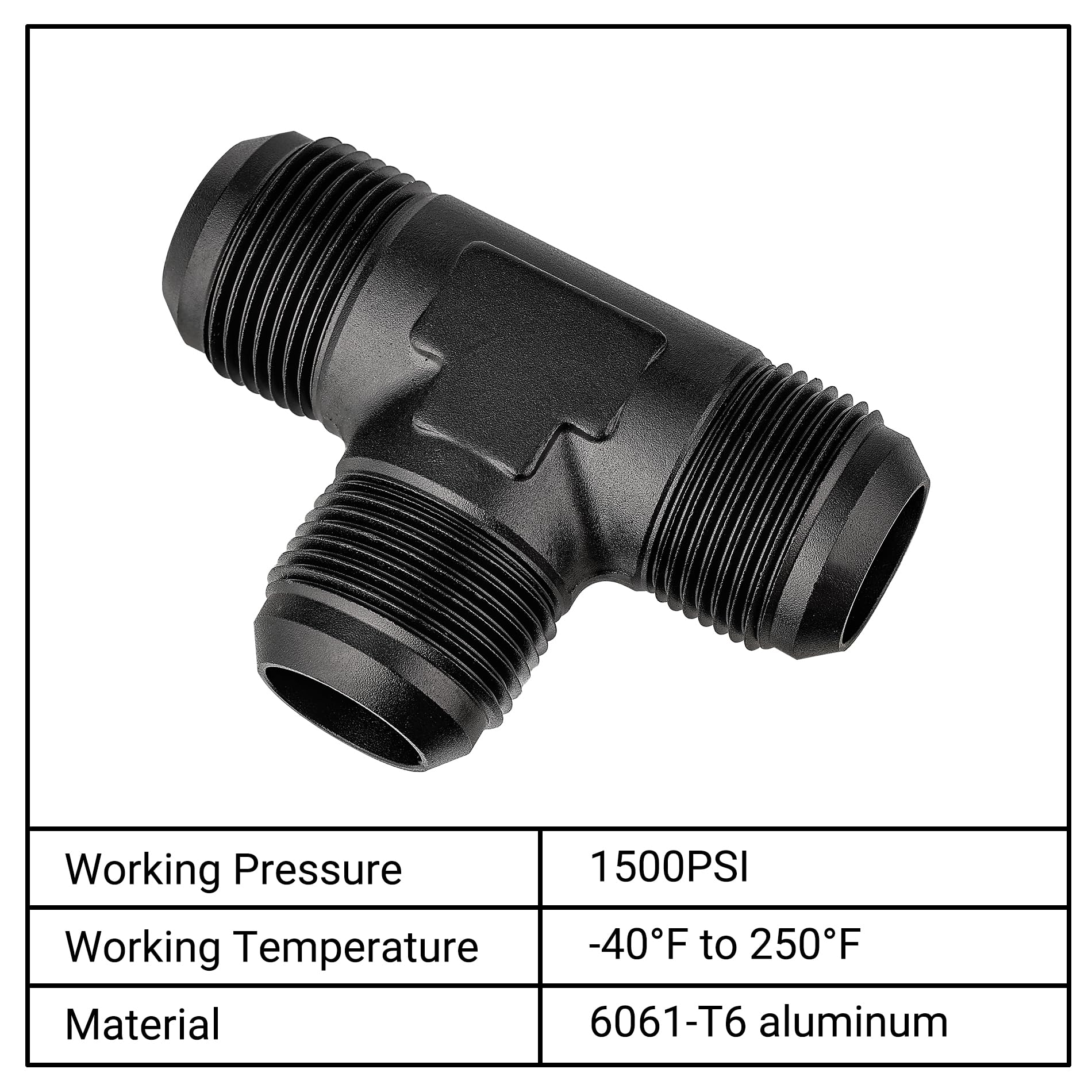 Evil Energy 16An Male Flare Tee Fitting Adapter T Union Aluminum Black