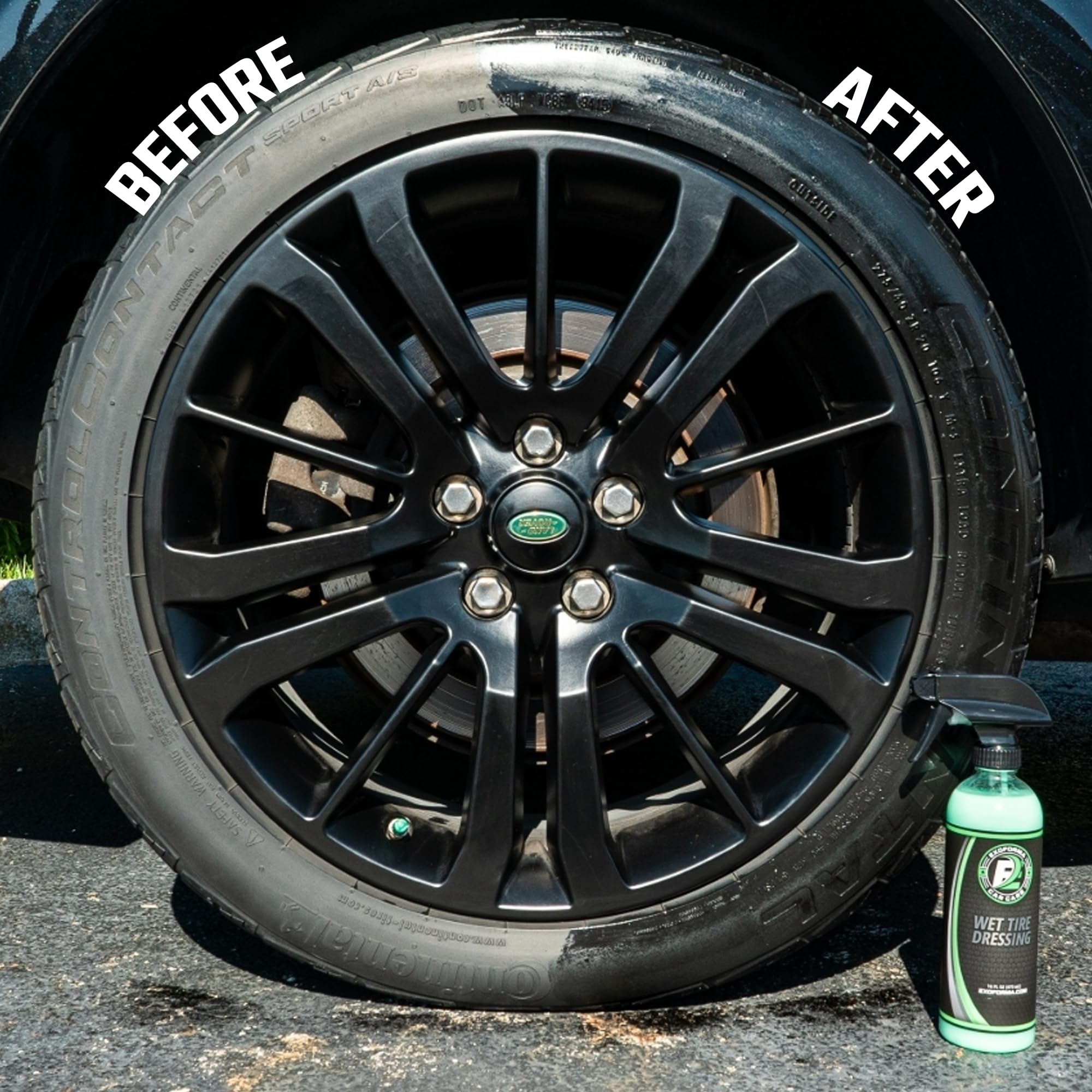 Exoforma Wet Tire Dressing Spray - Extremely High Shine Tire Dressing For That Wet Look - No Sling, Non-Greasy Silicone Formula