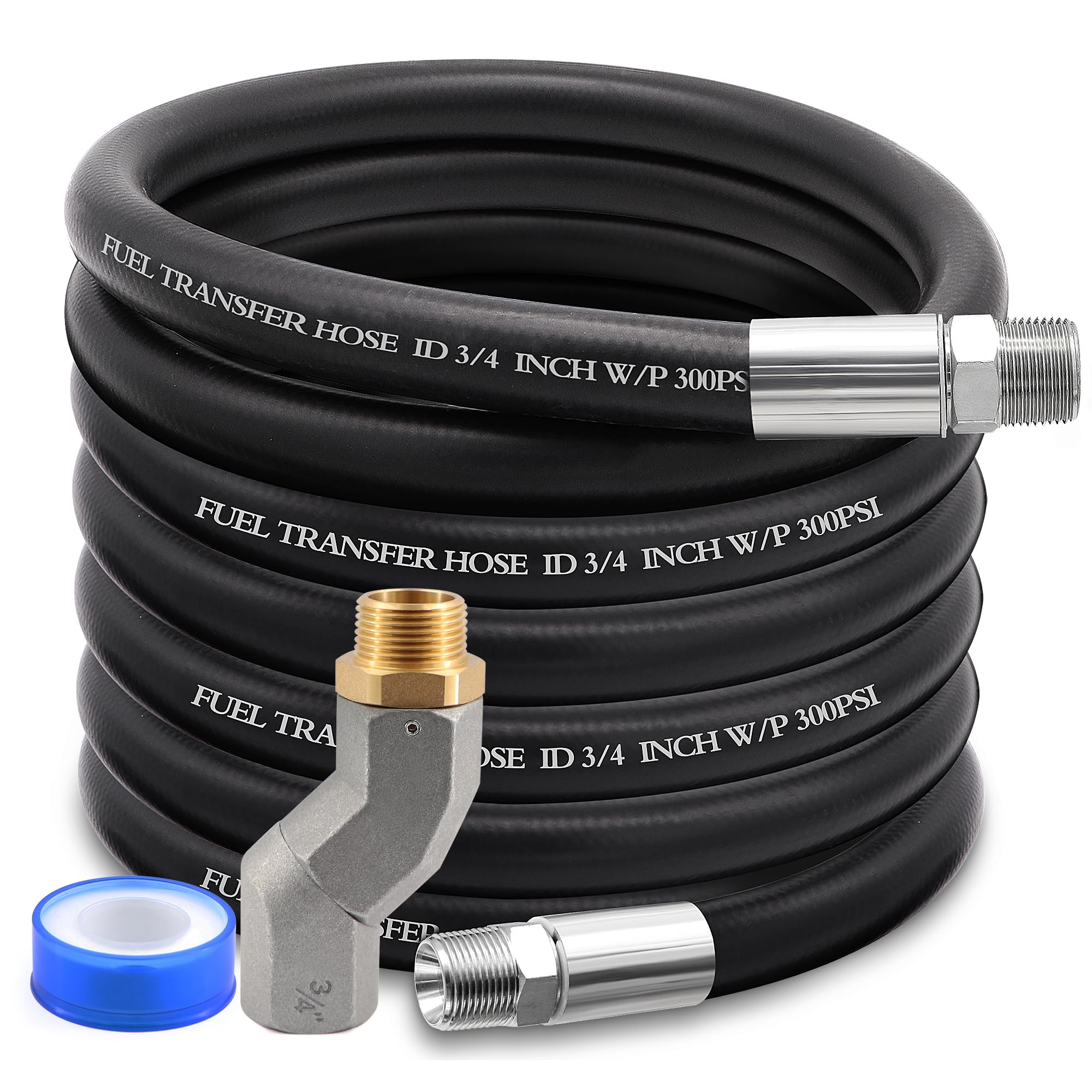 Ruikarhop 3/4'' Fuel Transfer Hose 20Ft,Farm Pump Hose Male Npt Connector With Fuel Hose Swivel For Gasoline,Diesel,Biodiesel