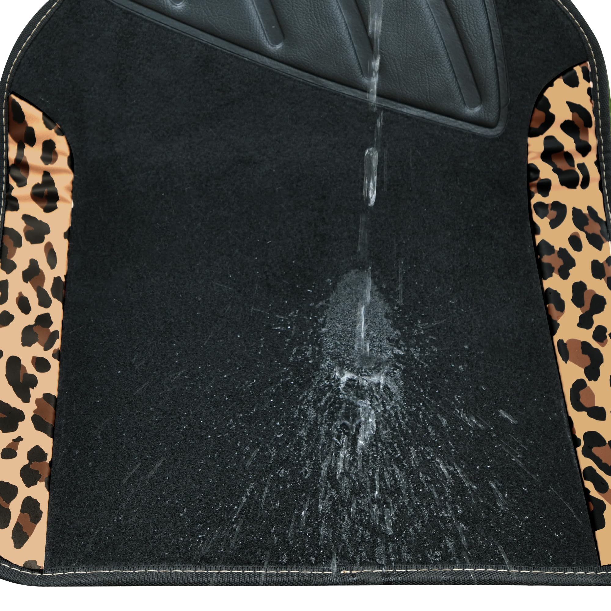 Car Pass Waterproof Universal Fit Car Floor Mats, Leopard Print Car Mats Fit For Suv,Vans,Sedans, Trucks,Set Of 4Pcs Car Carpet