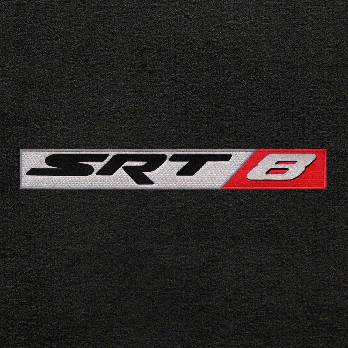 Fits 2011-2014 Dodge Challenger 2Pc Ebony Black Front Floor Mats With Srt-8 Logo In Red & Silver