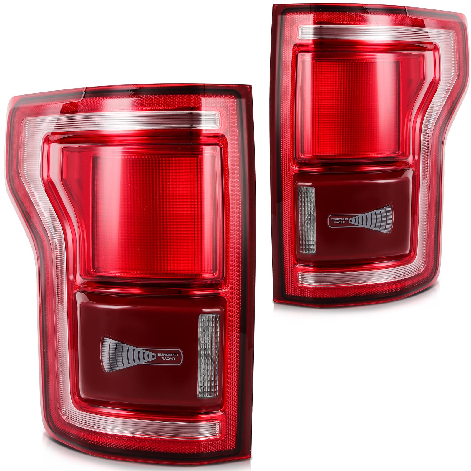LBRST Tail Lights Fit 2015-2017 for F-150 Driver & Passenger Side Tail Light Assembly Black Housing Red Lens FL3Z13405A-PFM