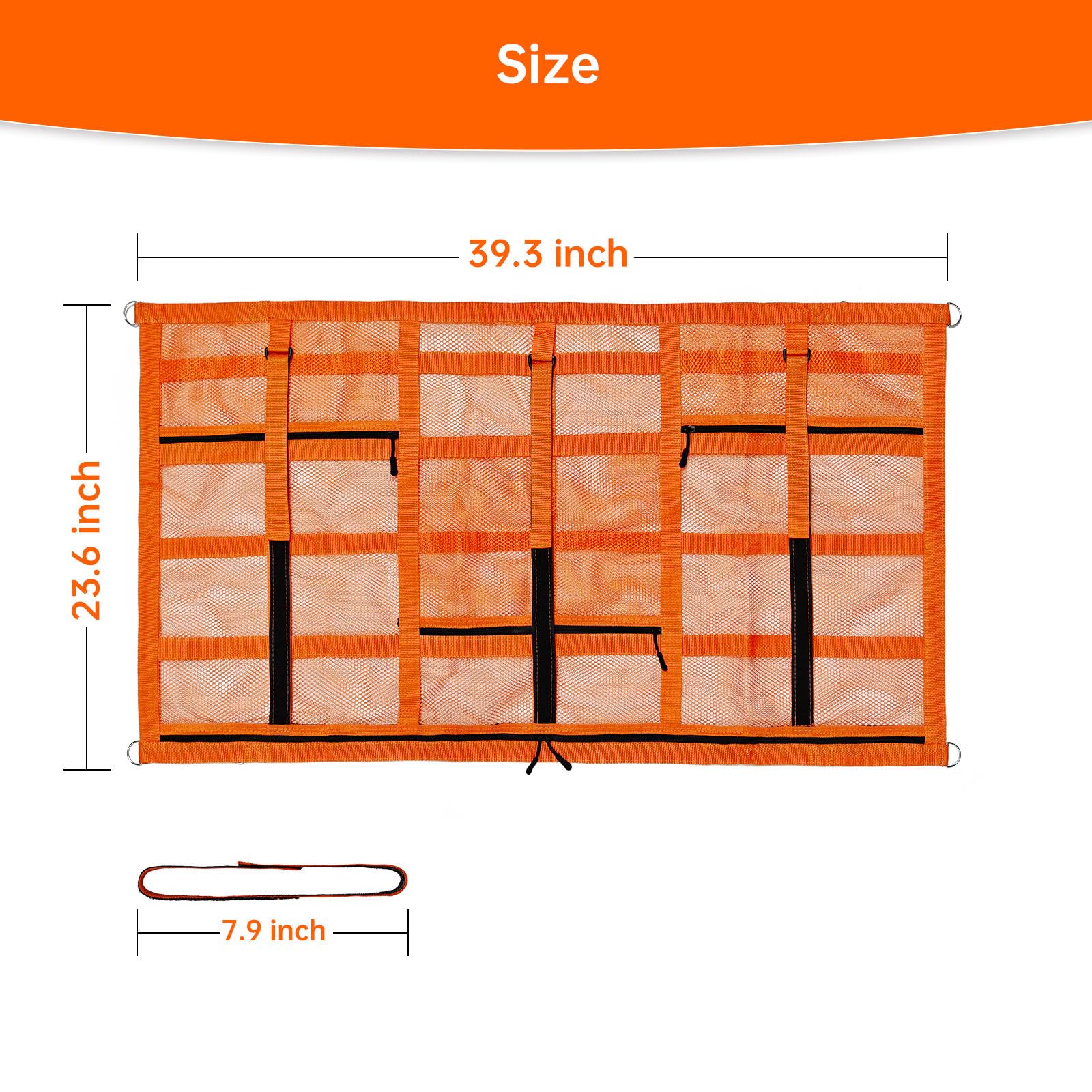 Kaskawise Orange SUV Car Ceiling Cargo Net - 39.3 x 23.6, Double-Layer Mesh Roof Storage for Truck, Van, Travel & Camping Accessories