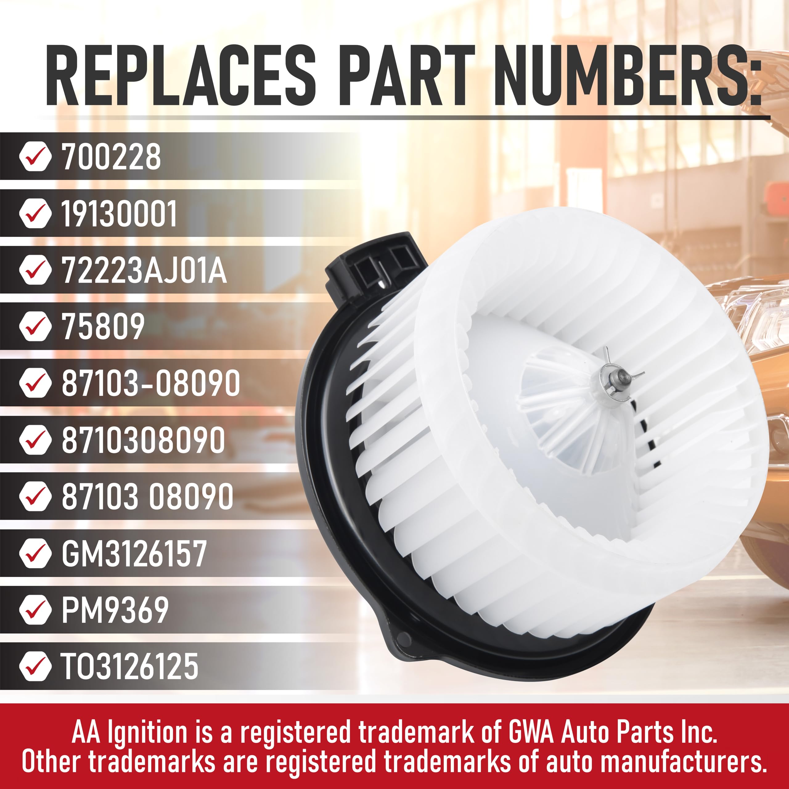 Hvac Heater Blower Motor With Fan Assembly By Aa Ignition - Compatible With Cadillac, Lexus, Subaru & Toyota - Cts, Srx, Sts, Rx