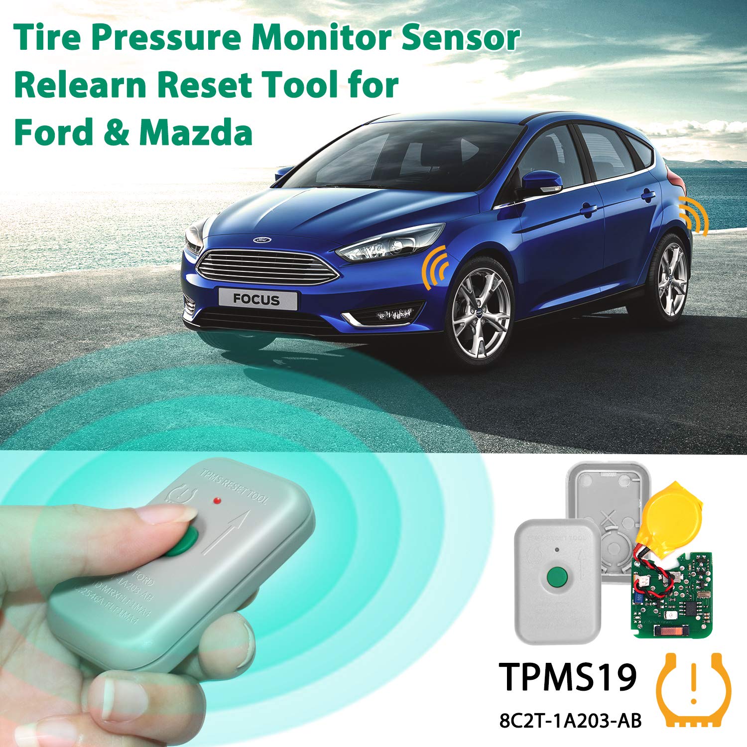 Arozk Tpms19 Tpms Reset Tool Sensor Relearn Reset Tool For Ford Lincoln And Mazda Tire Pressure Monitor System Sensor Programming Training Activation Tool Tpms Trigger Tool Tire Sensors Reset Tool
