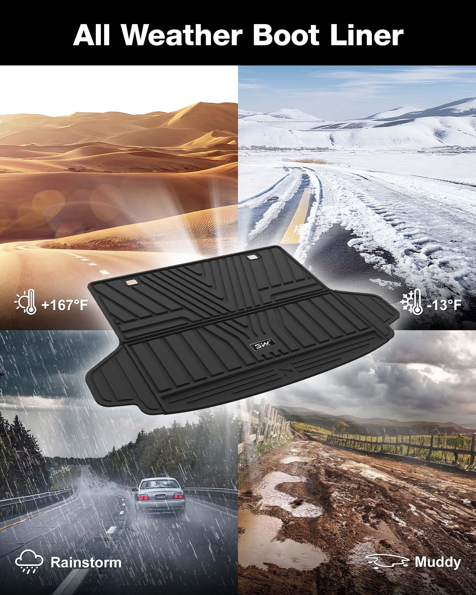 3W Floor Mats & Cargo Liner Fit for Honda HR-V 2023 2024 2025, Honda HRV Accessories TPE All Weather Custom Fit Floor Liner and