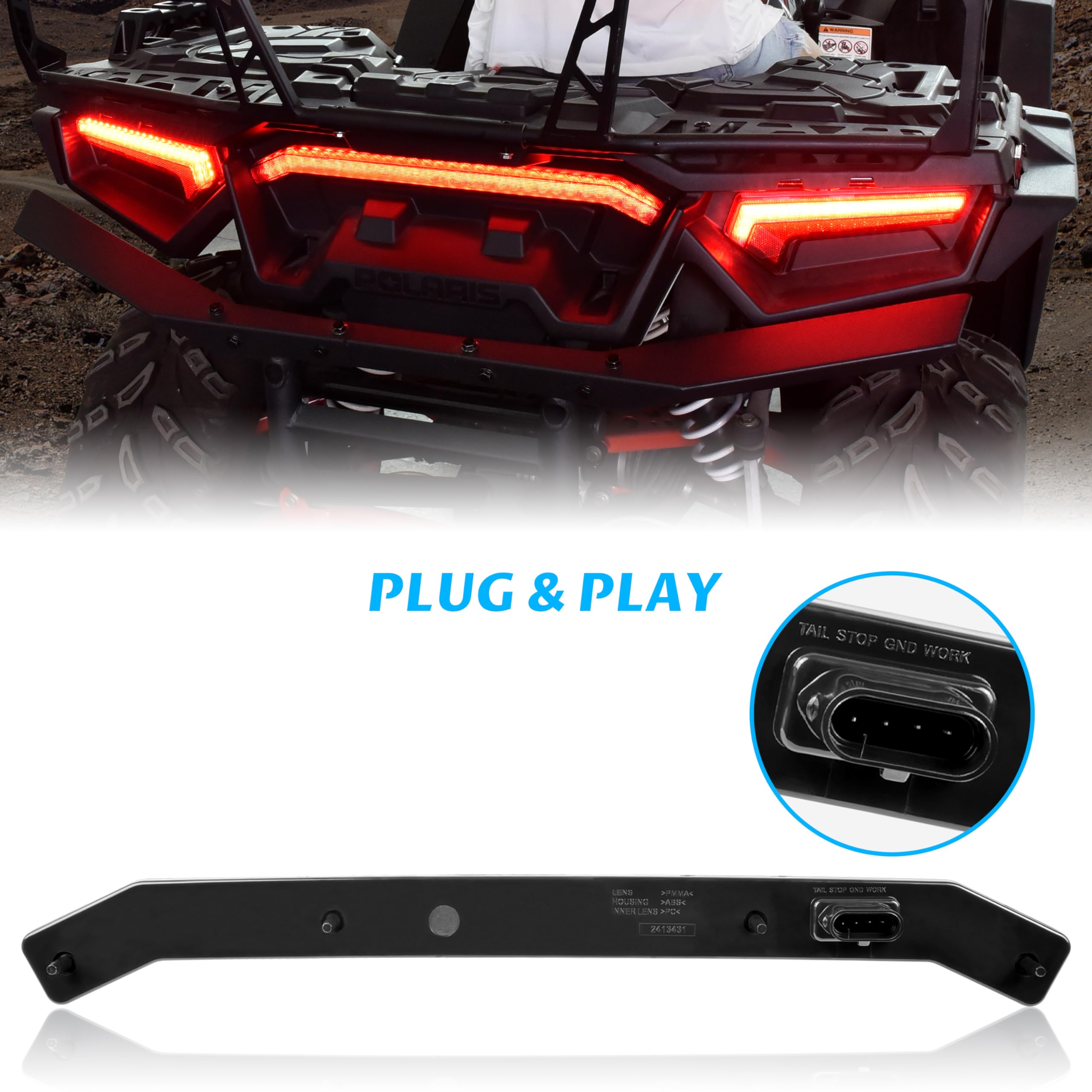 Sautvs Utv Center Tail Light, Rear Center Accent Lamp Taillight Oem Replacement For Polaris Rzr Xp 1000 Turbo Sportsman 1000 Xp 2019 2020 2021 2022 2023 Accessories (Red, Replace #2413431)