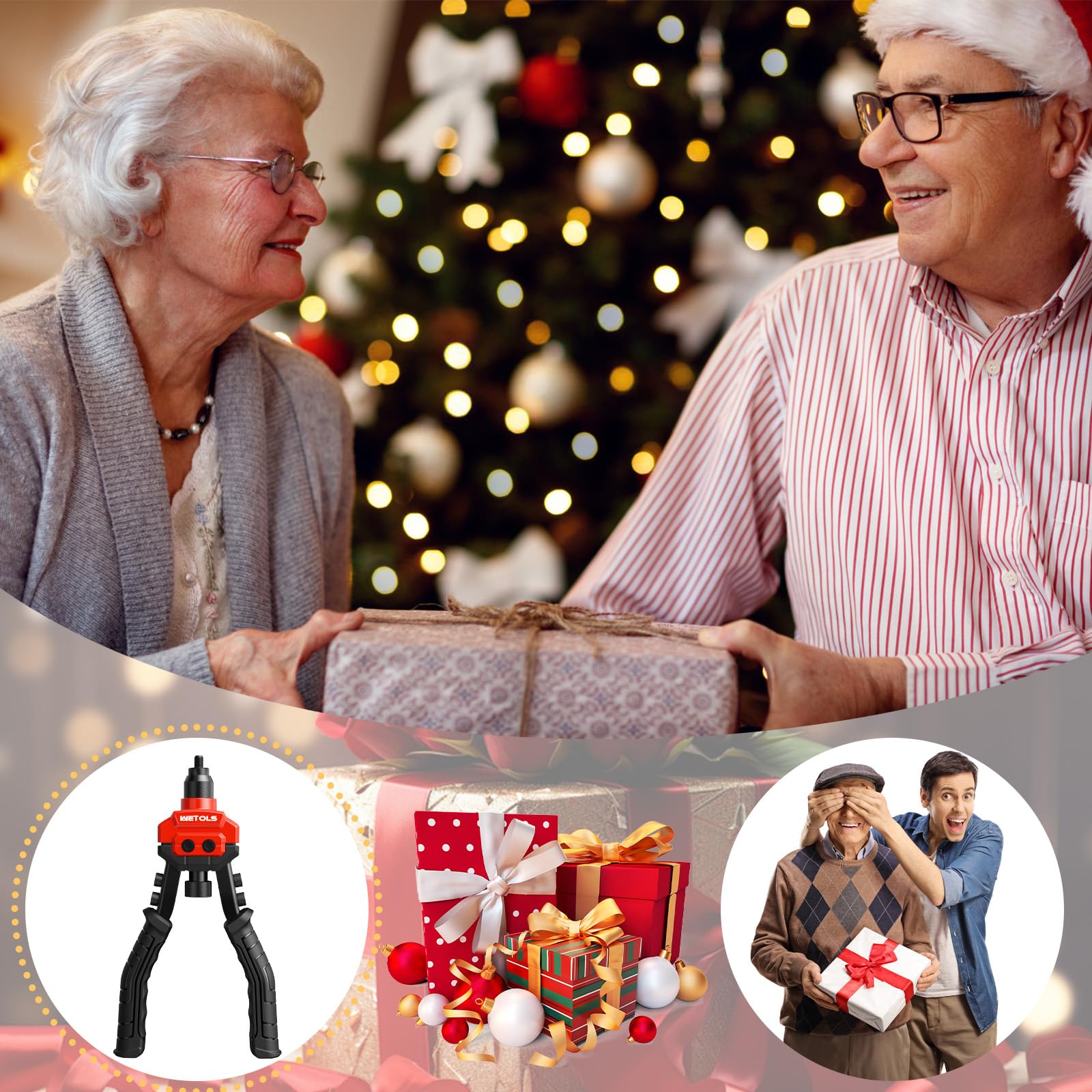 Wetols 3 In 1 Rivet Nut Tool, Rivet Gun, Reamer Set, Professional Rivet Gun Kit With 5 Rivet Heads And 6 Metric & Sae Mandrels,